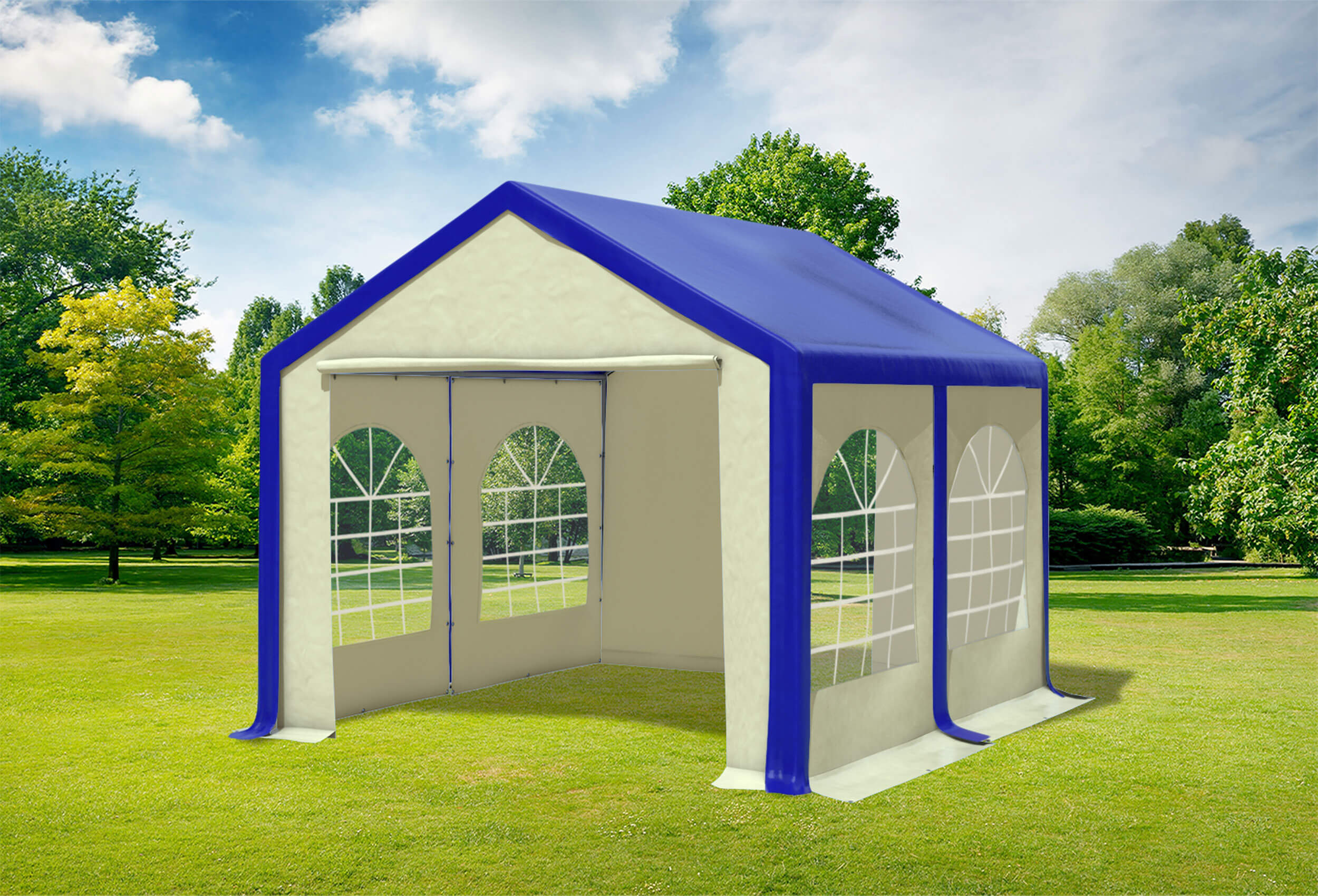3x4 m Party tent / Marquee, PVC Blue Beige