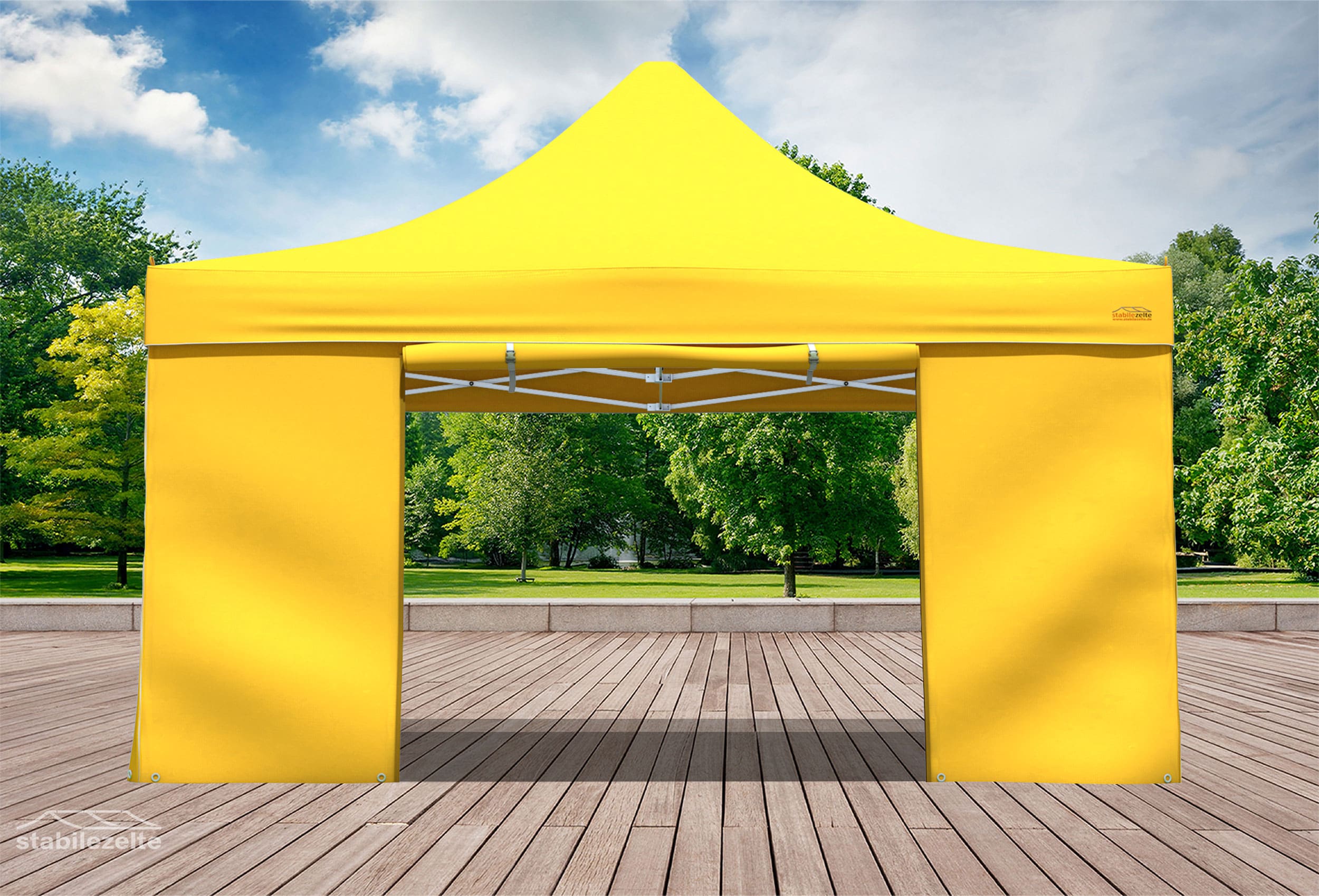 Folding tent side section with DOOR 4 metres YELLOW