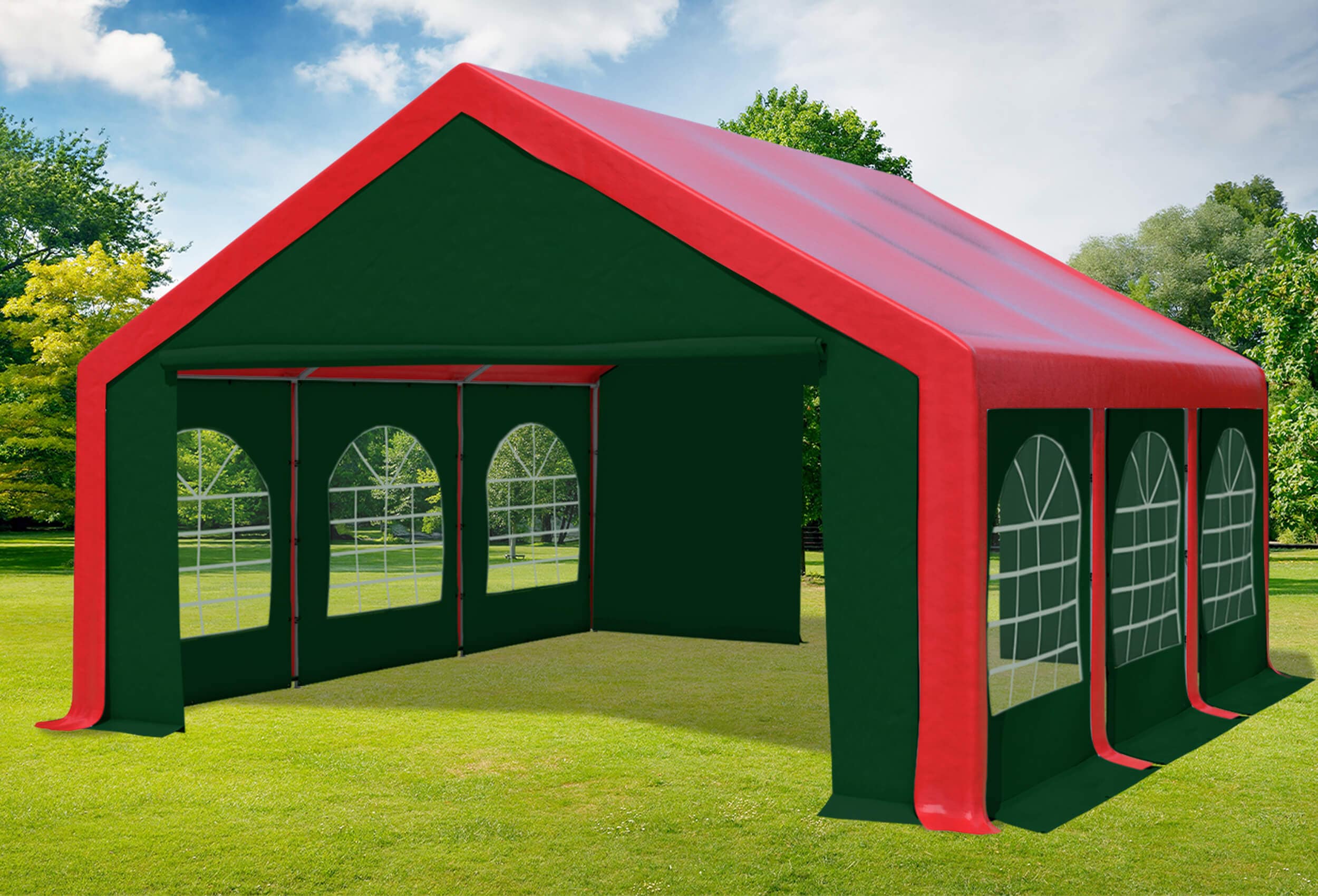 5x6 m Party tent / Marquee, PVC Red Green
