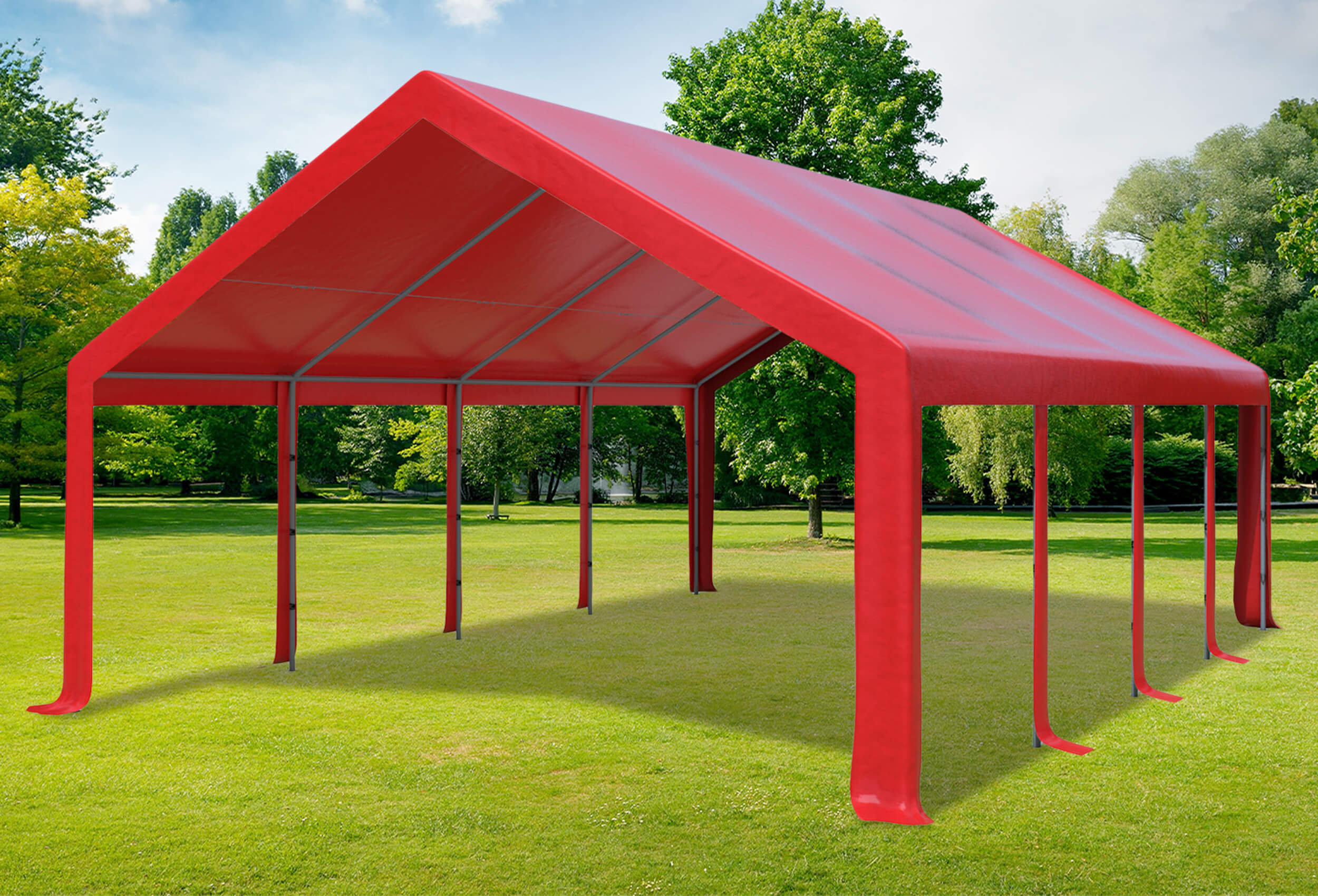 5x8 m PVC Roof Tarpaulin incl. Accessories Red