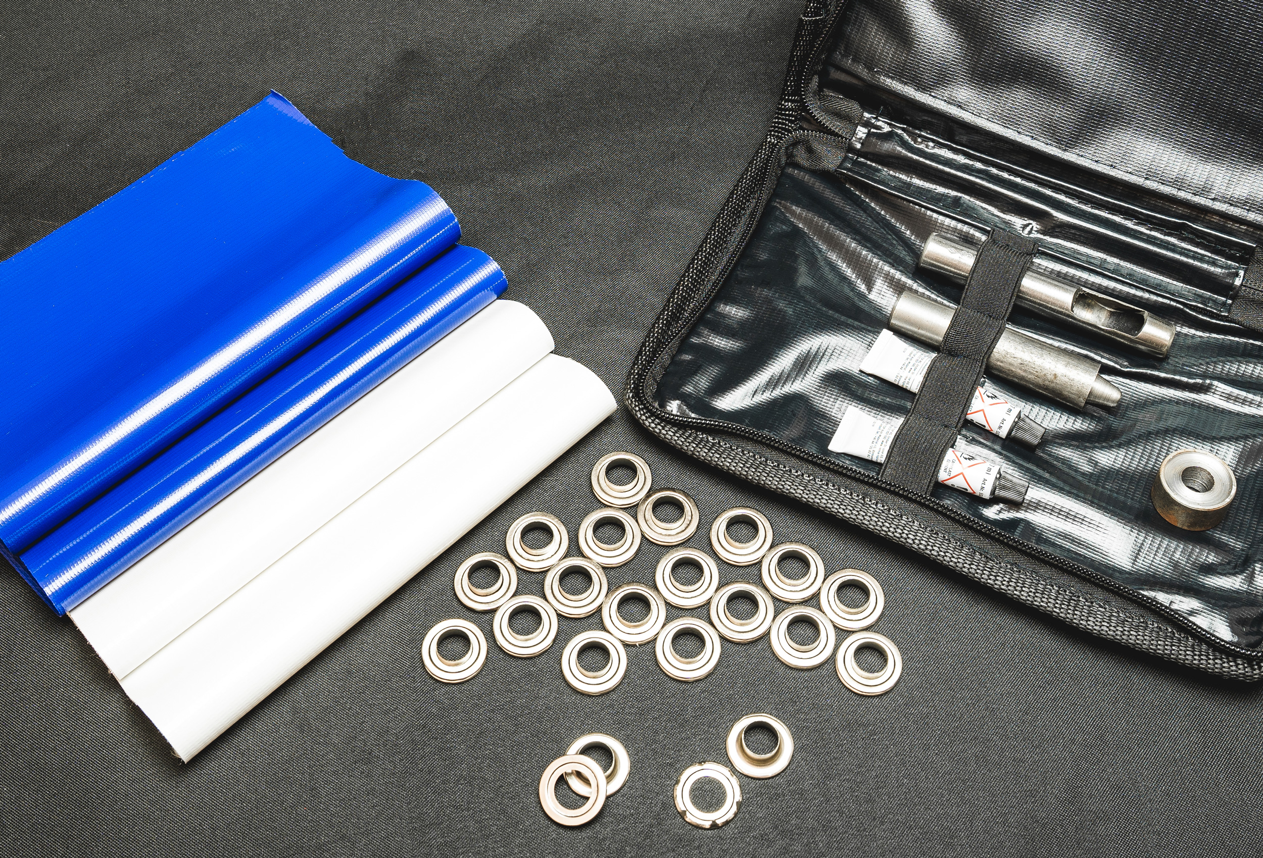 Repair Kit for PVC Tents, White Blue