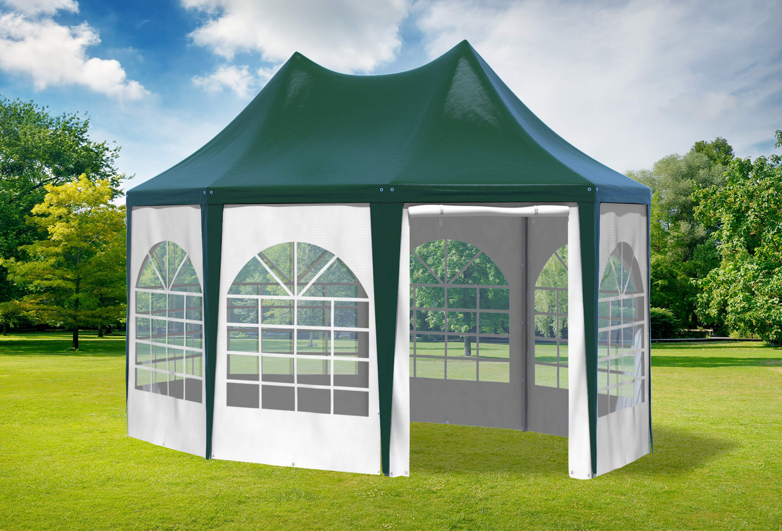 3x4.1 m Gazebo, PVC Arabica Green White