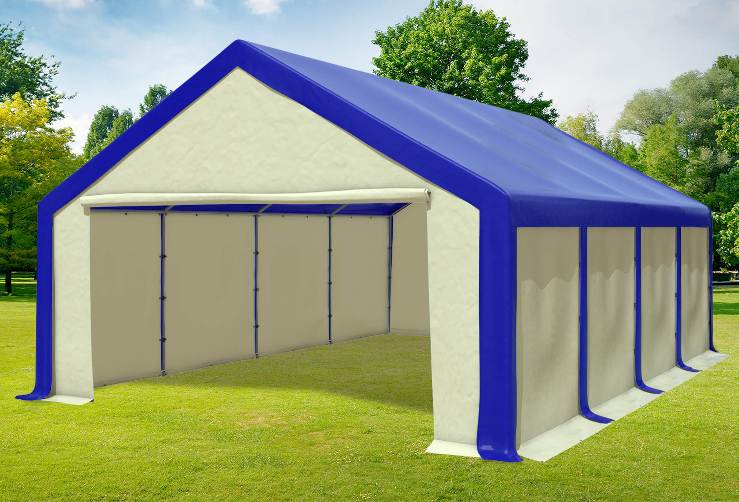 5x8 m Party tent / Marquee, PVC Blue Beige