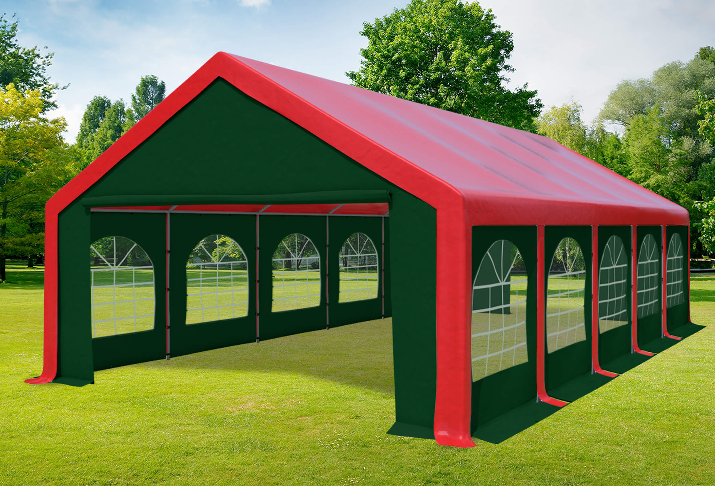 5x10 m Party tent / Marquee, PVC Red Green