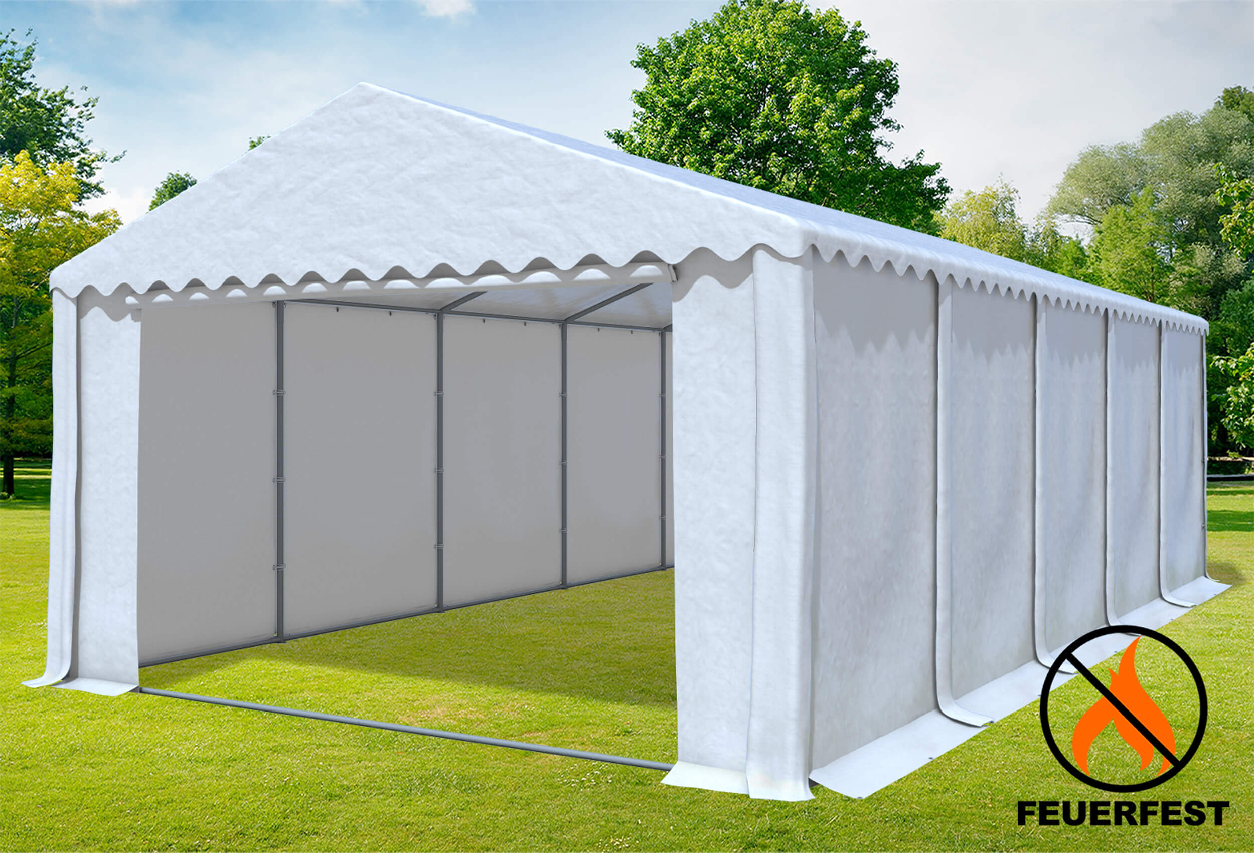 5x10 m Party tent / Marquee, 2.60 m side height PVC fireproof White