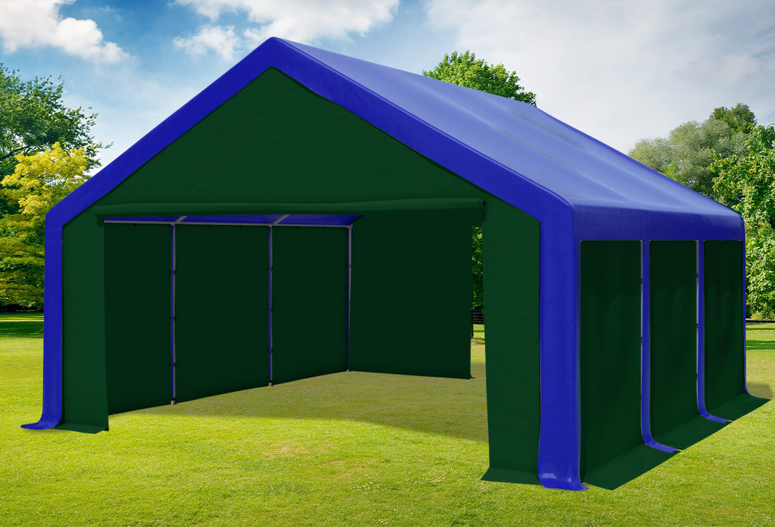 5x6 m Party tent / Marquee, PVC Blue Green