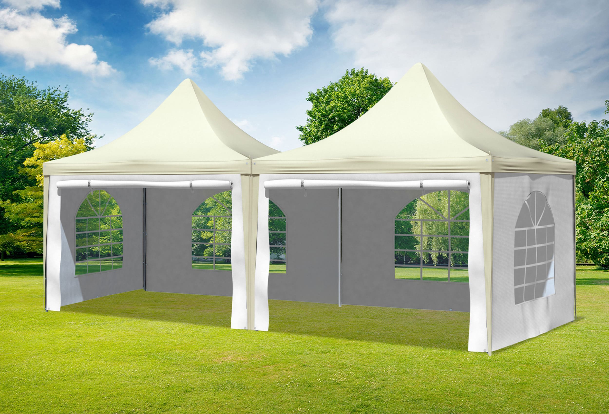 3x6 m Gazebo, PVC Arabica Beige White