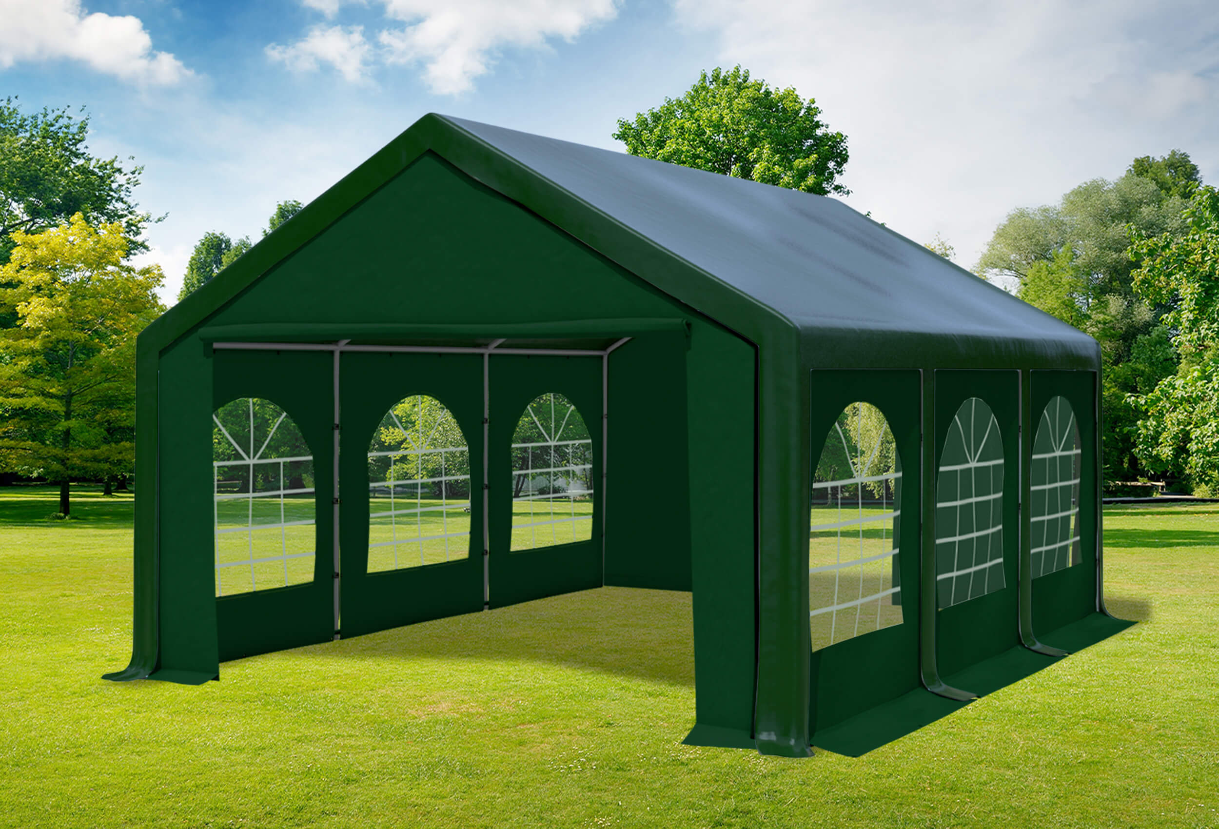 4x6 m Party tent / Marquee, PVC Green