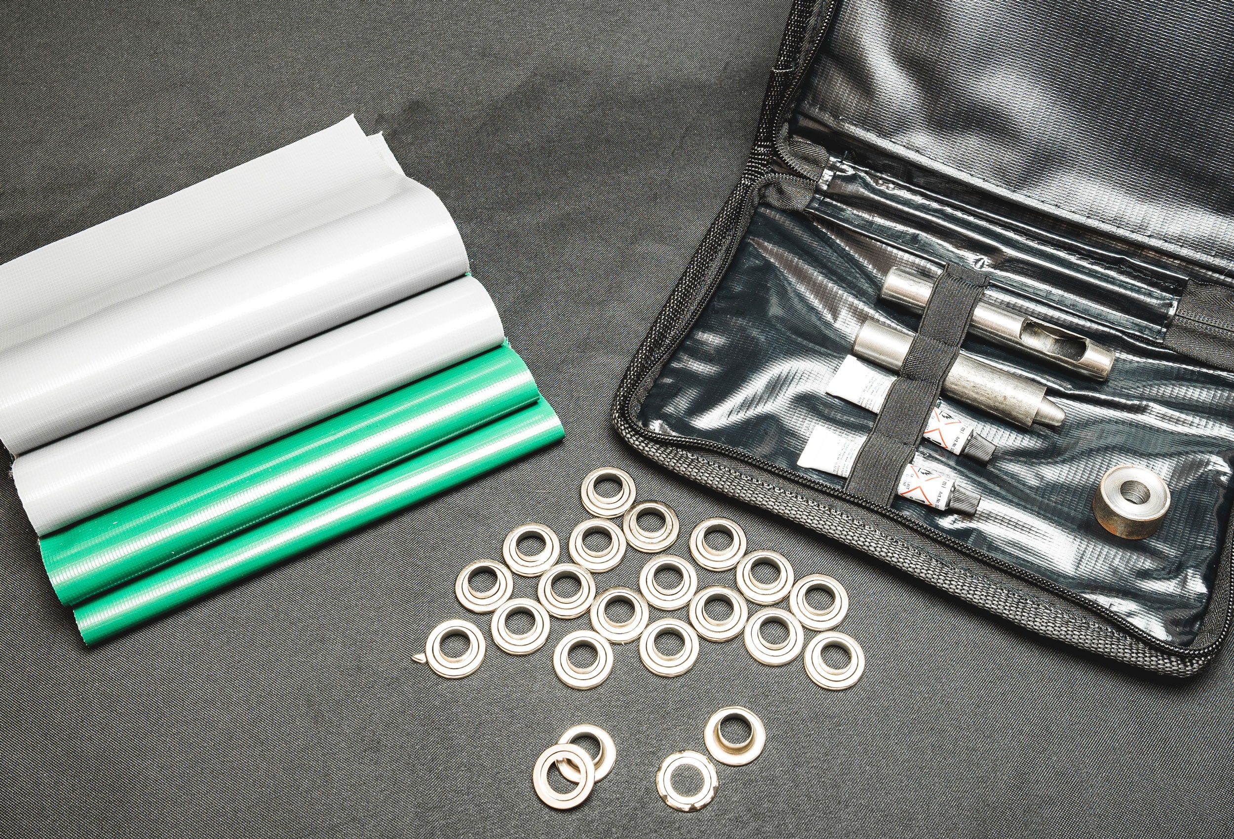 Repair Kit for PVC Tents, Green Grey