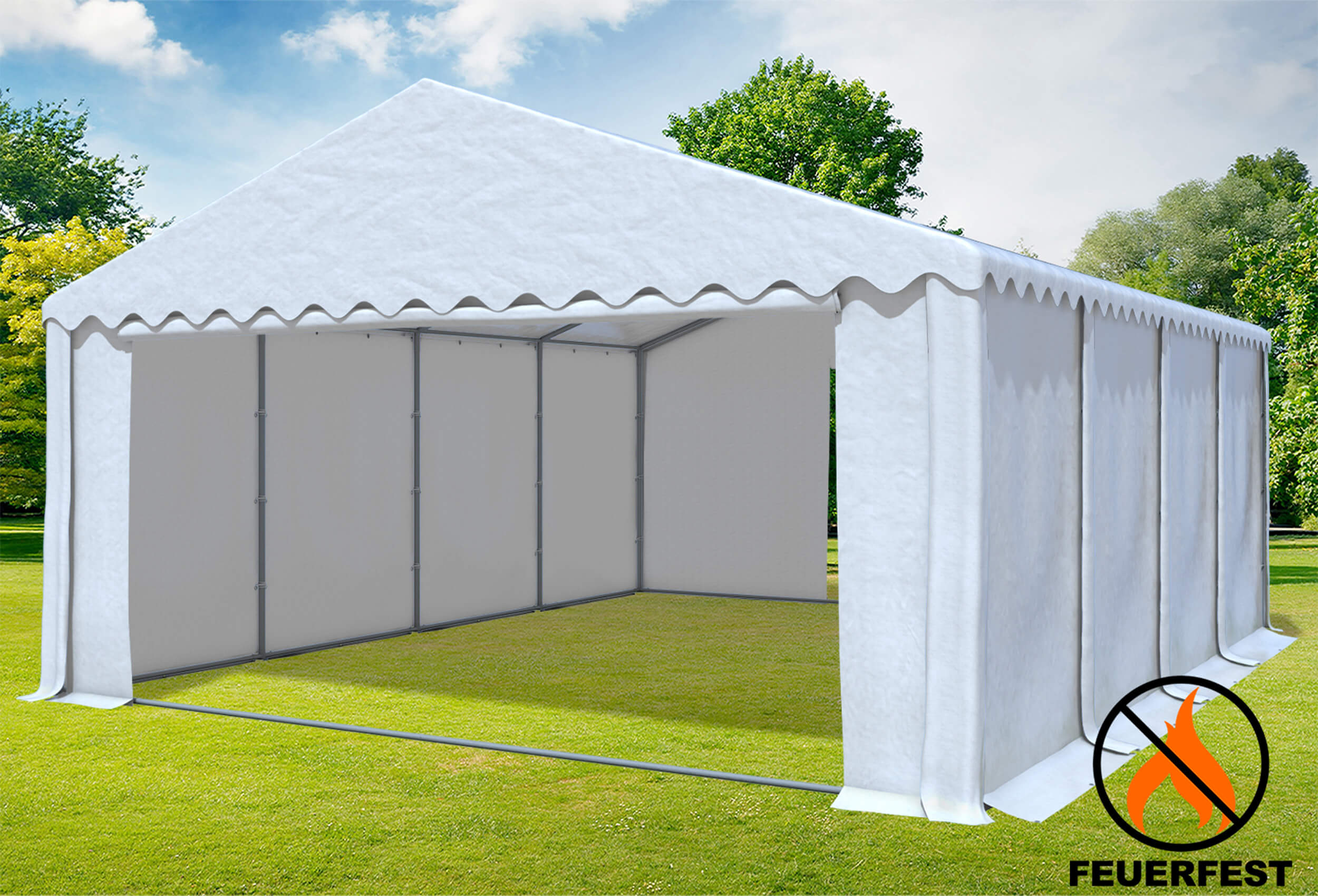 6x8 m Party tent / Marquee, 2.60 m side height PVC fireproof White