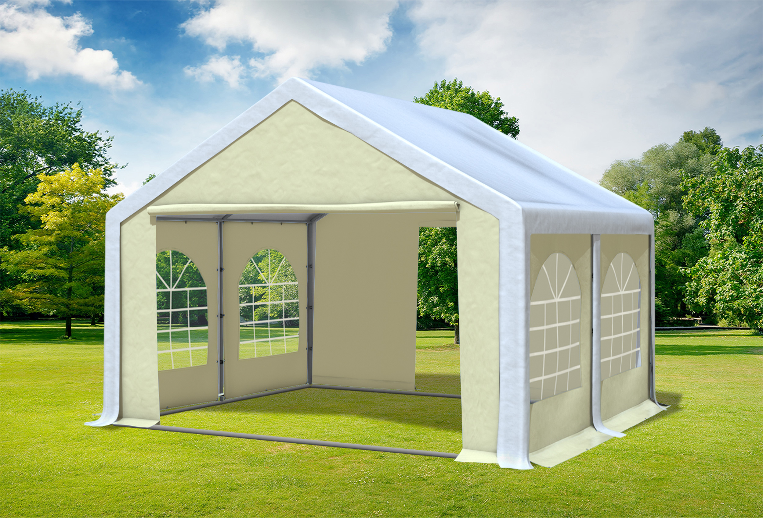 4x4 m Party tent / Marquee, PVC White Beige