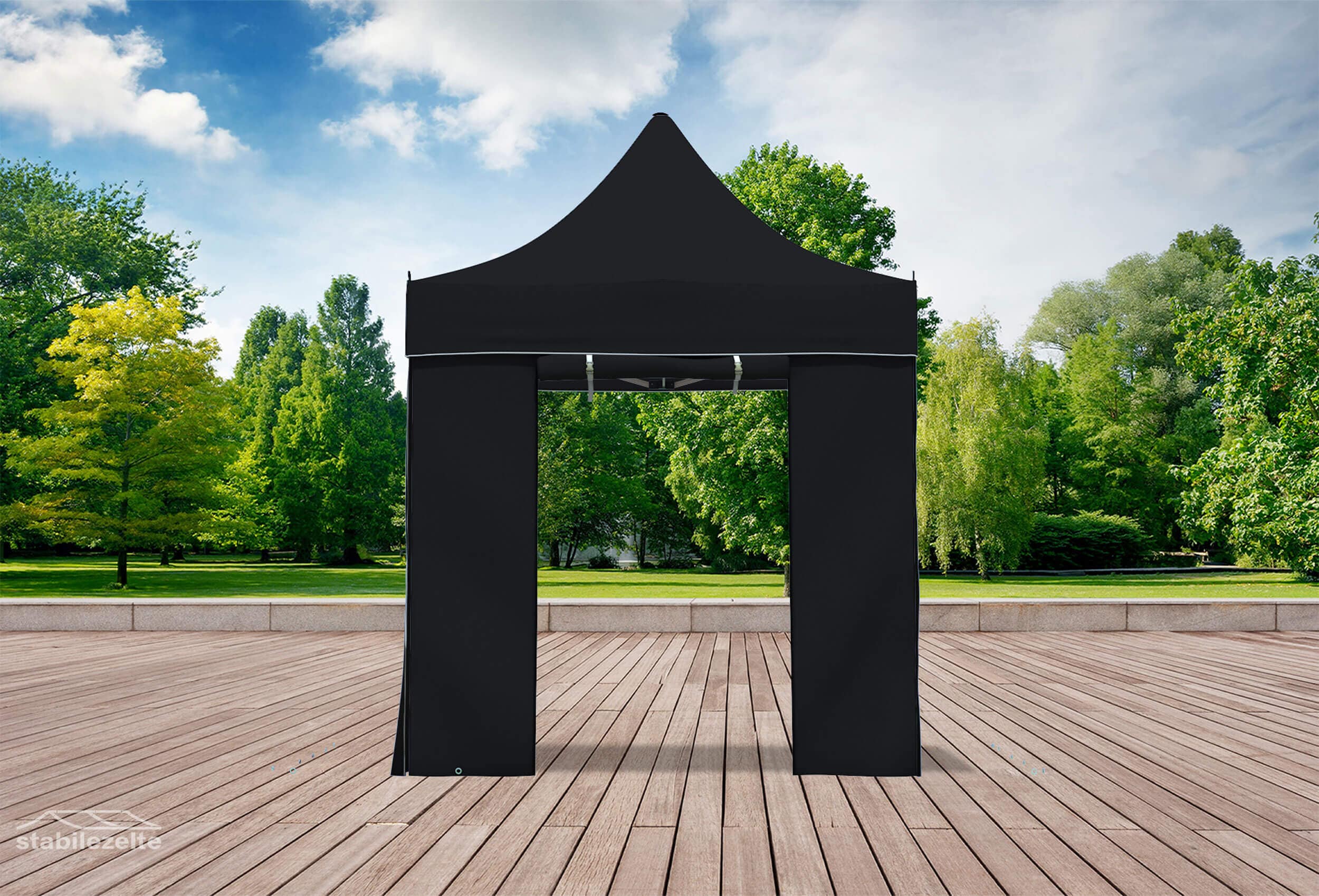 Folding tent side section with DOOR 2 metres BLACK