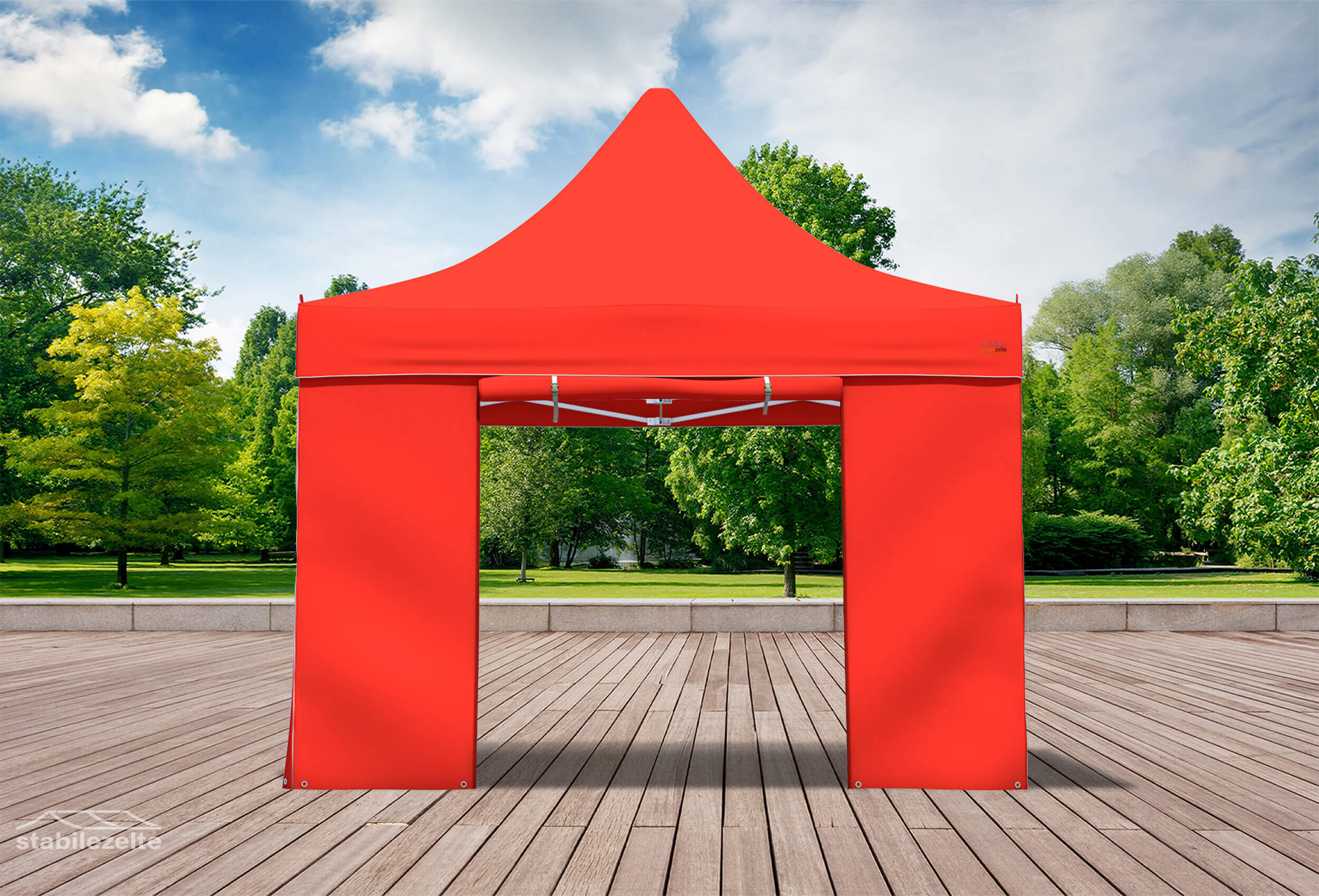 Folding tent side section with DOOR 3 metres RED