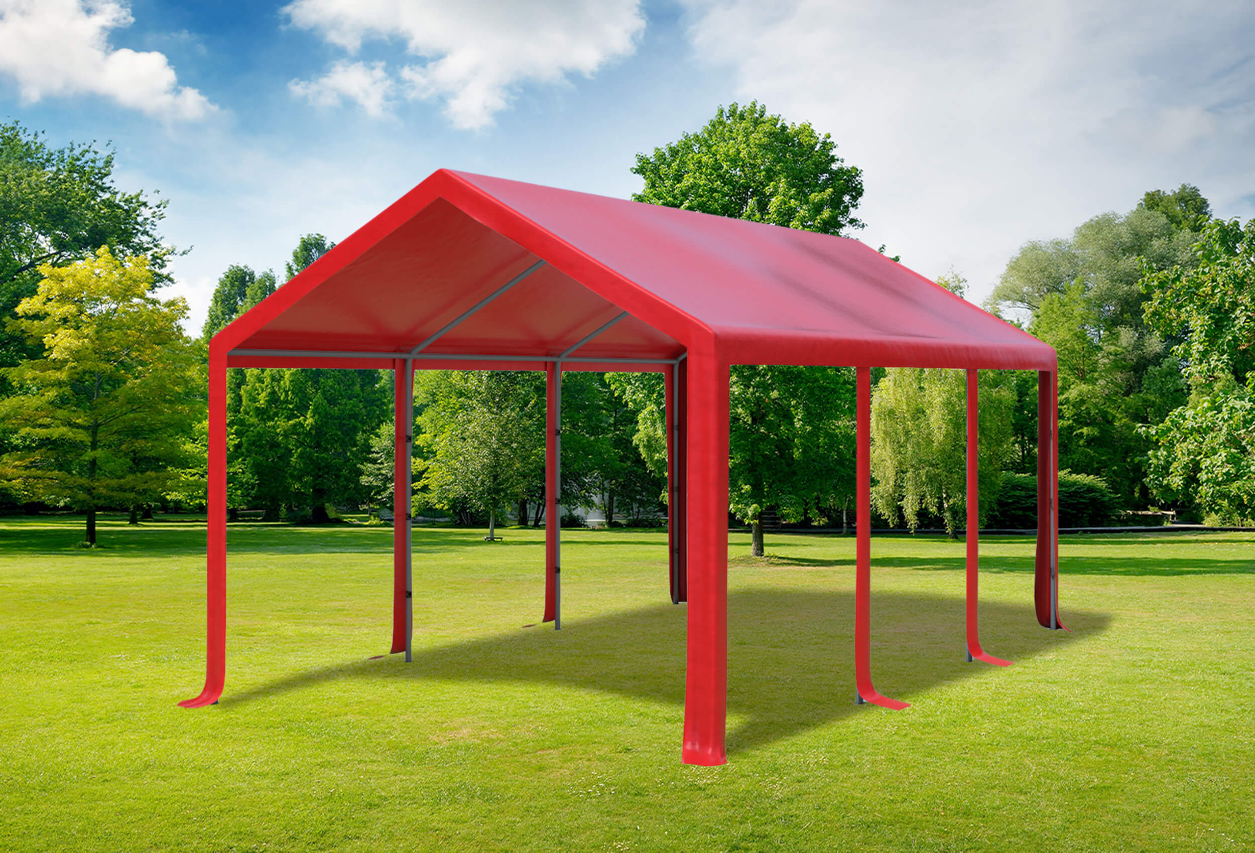 3x6 m PVC Roof Tarpaulin incl. Accessories Red