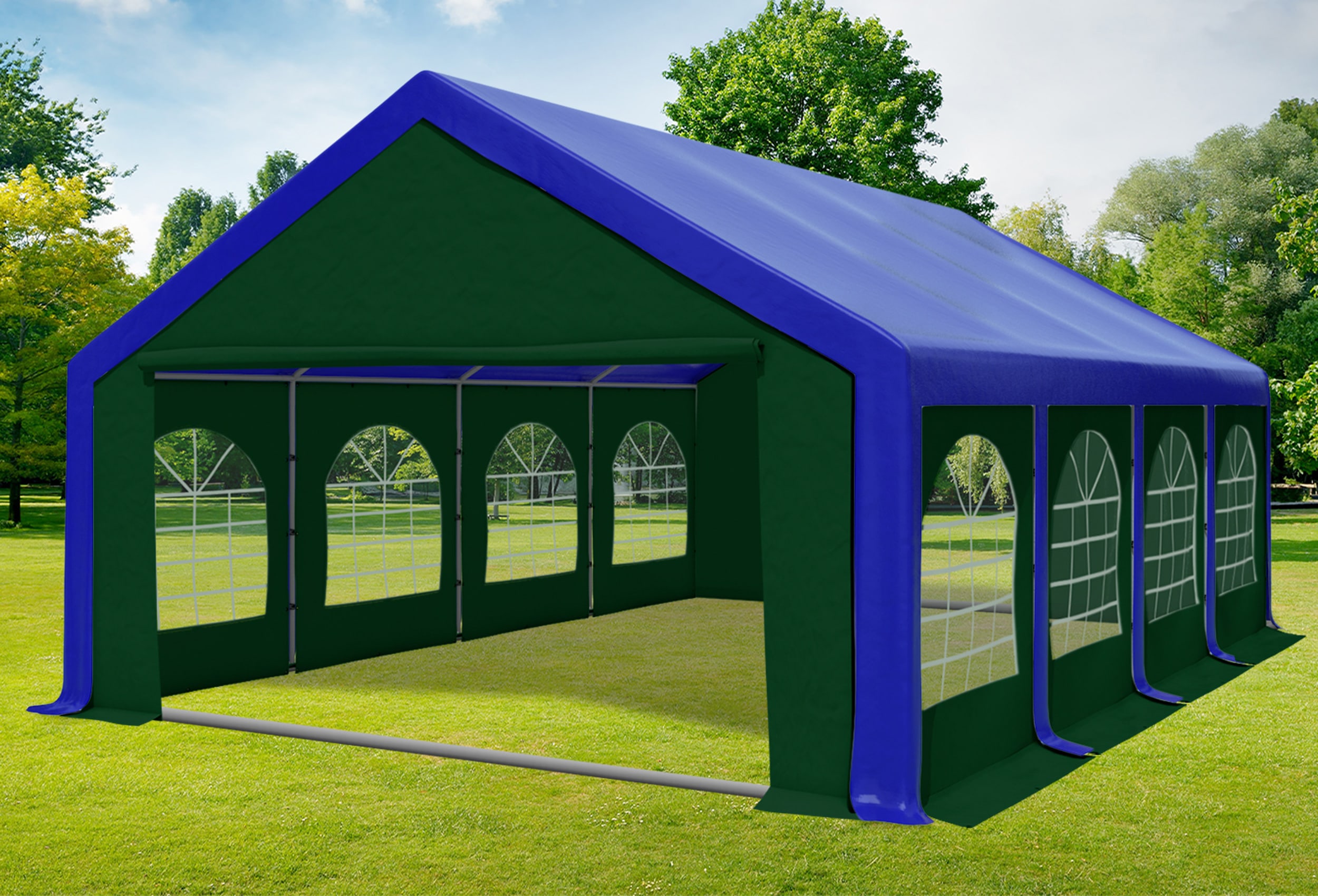 5x8 m Party tent / Marquee, PVC Blue Green