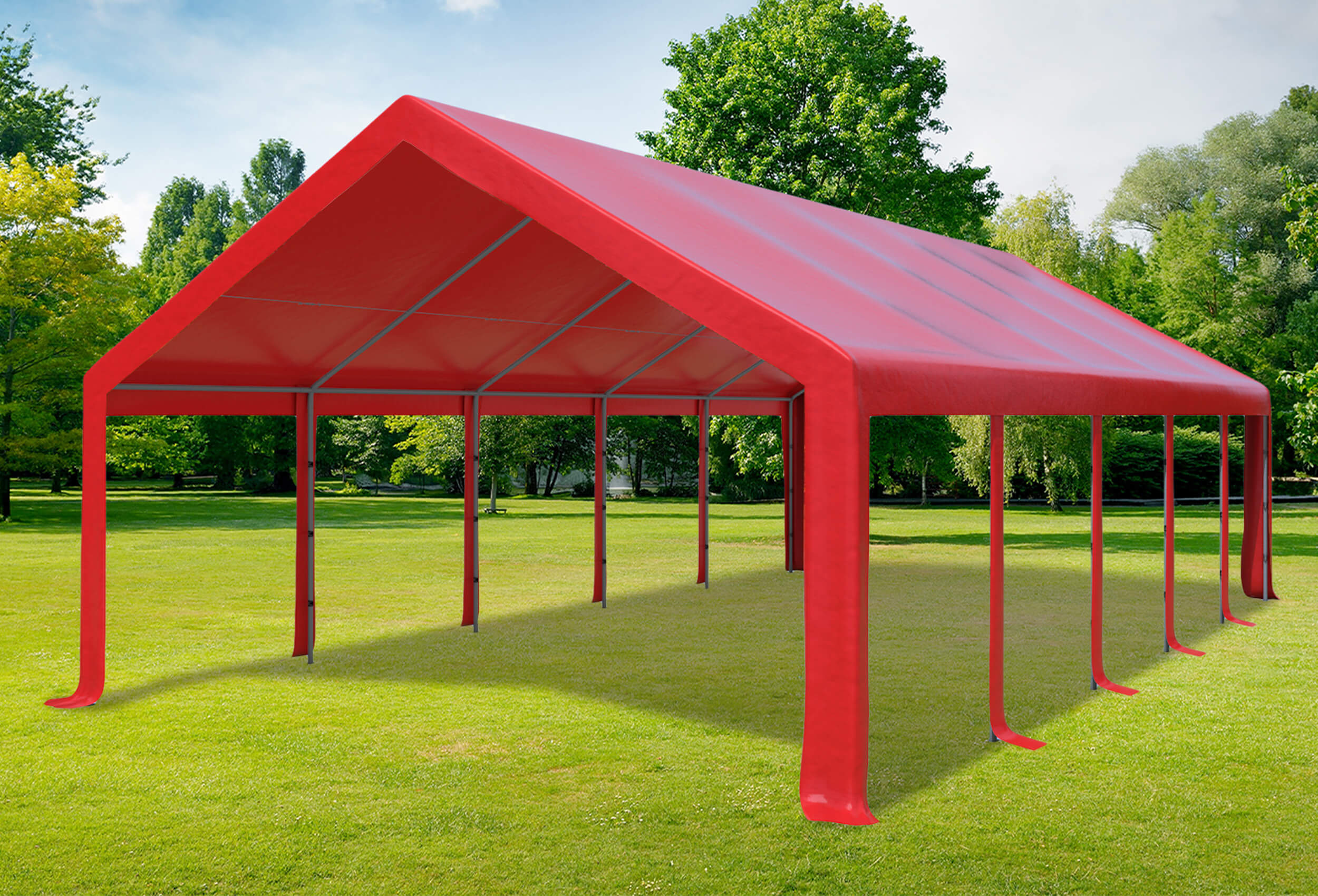 5x10 m PVC Roof Tarpaulin incl. Accessories Red