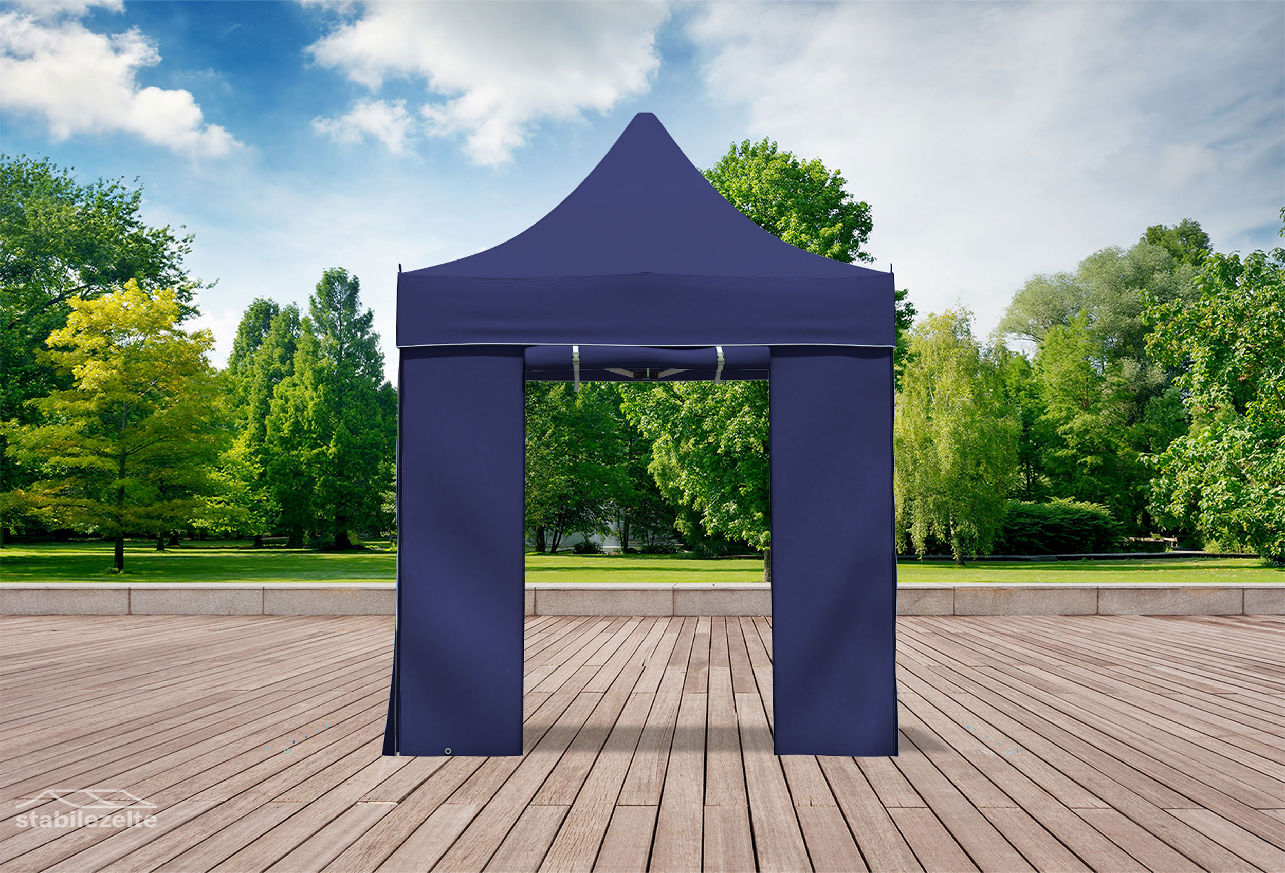 Folding tent side section with DOOR 2 metres BLUE