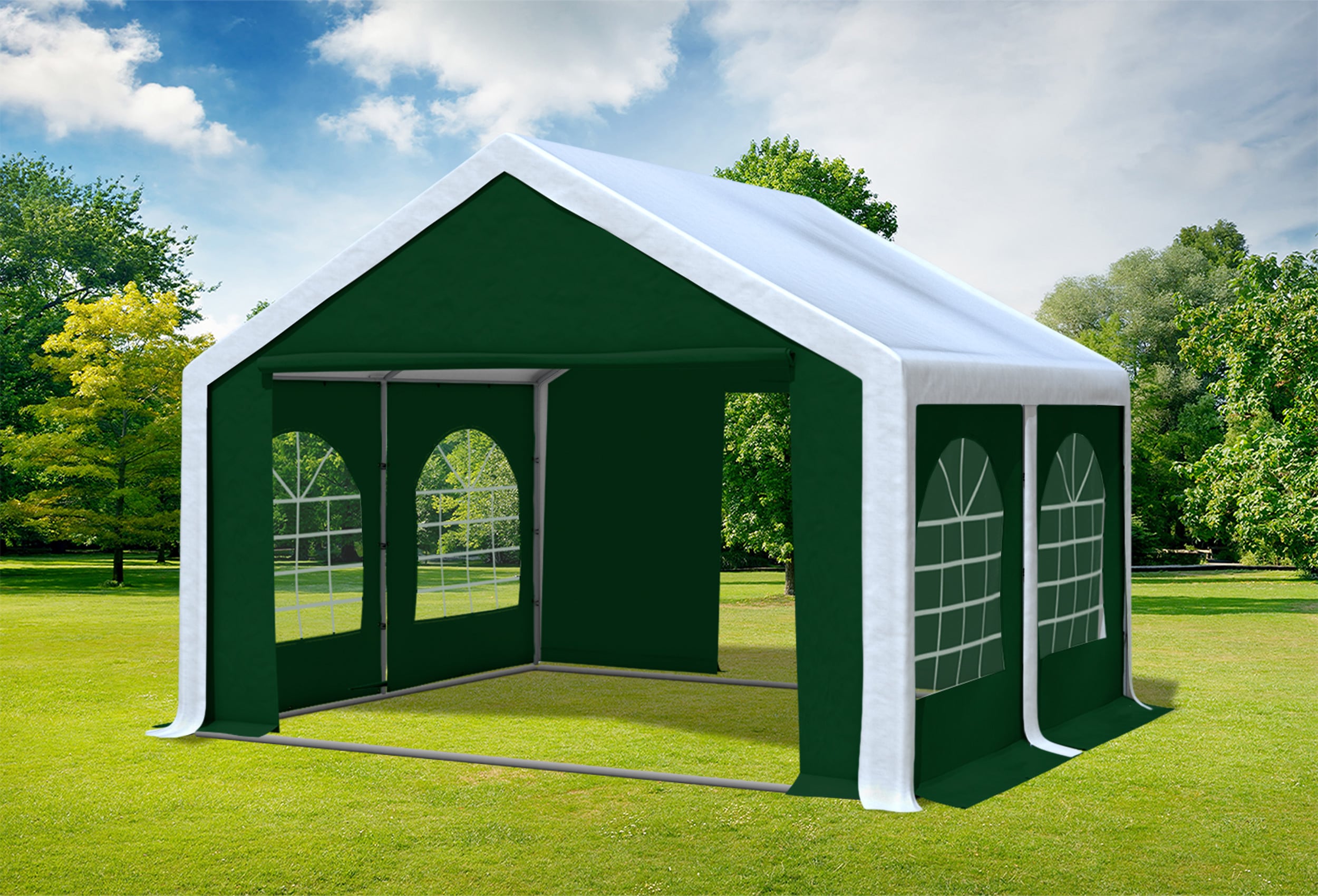 4x4 m Party tent / Marquee, PVC White Green