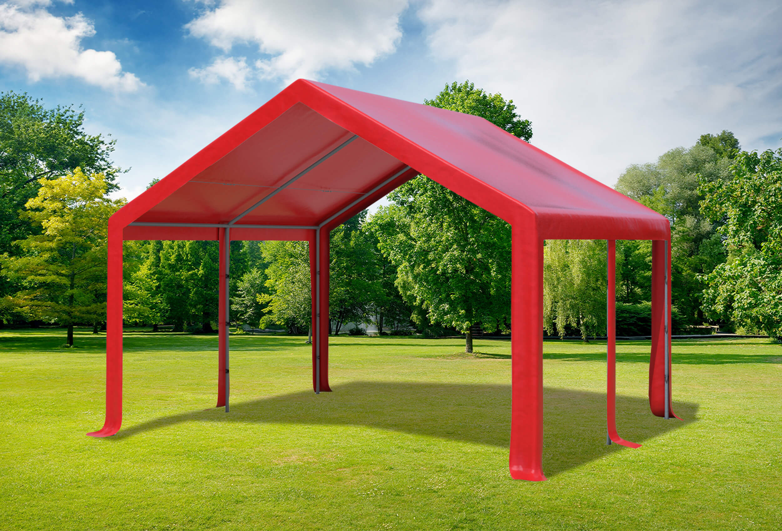 4x4 m PVC Roof Tarpaulin incl. Accessories Red