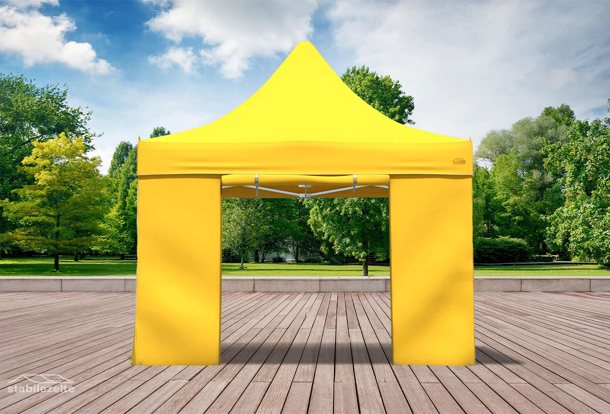 Folding tent side section with DOOR 3 metres YELLOW