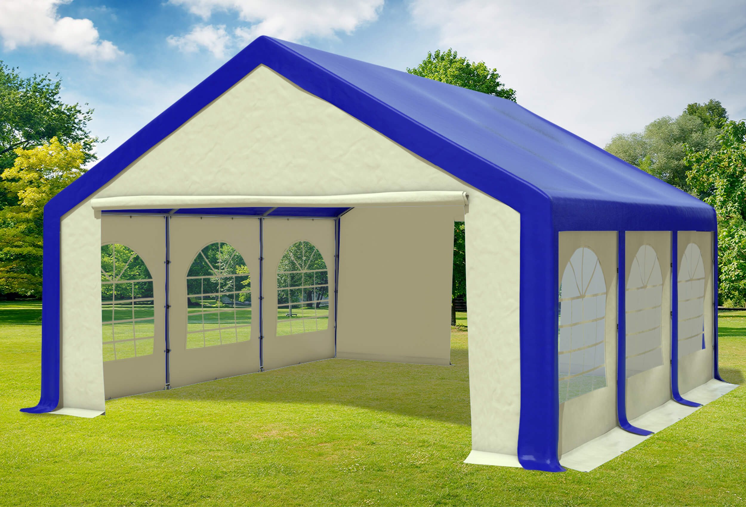 5x6 m Party tent / Marquee, PVC Blue Beige
