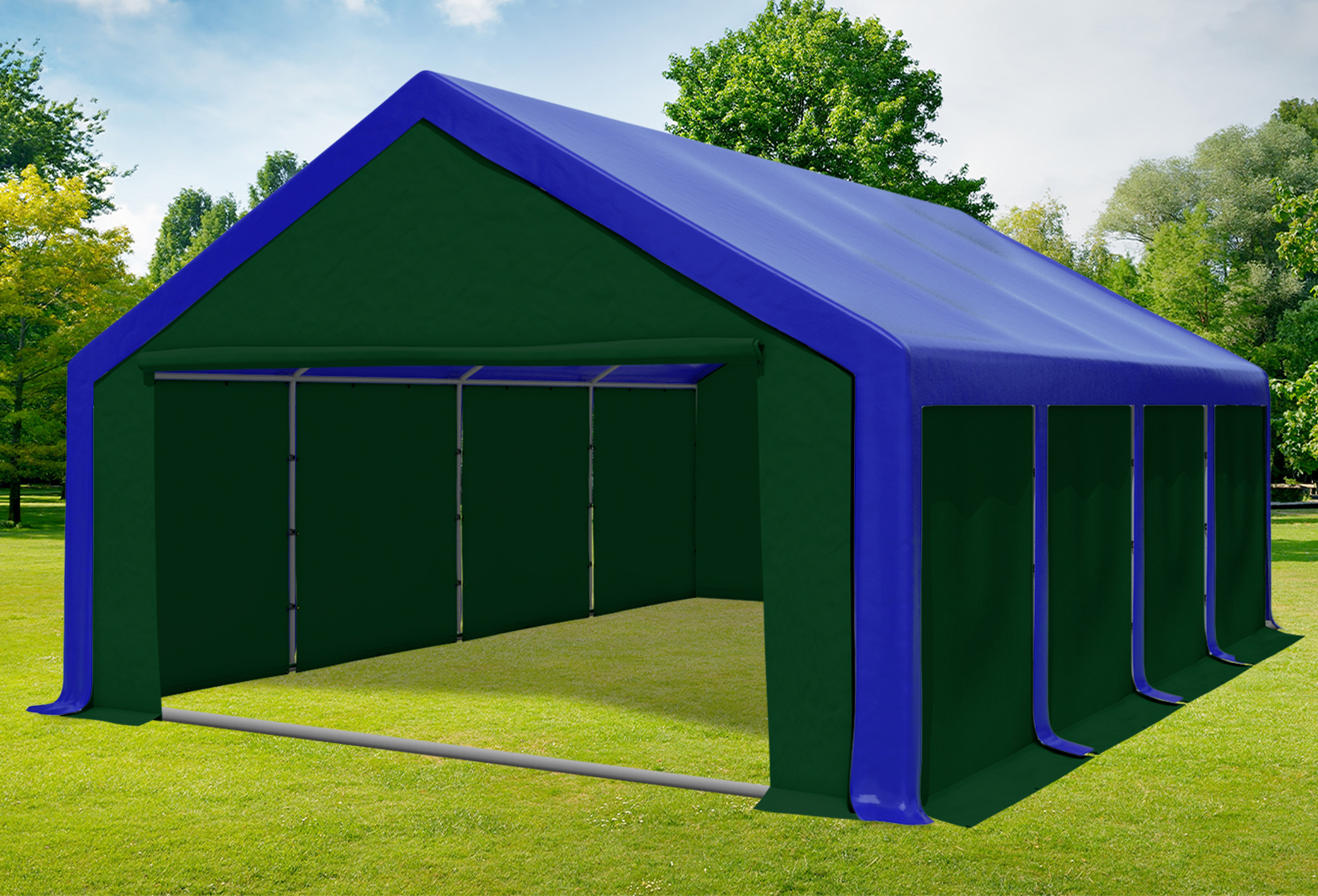 5x8 m Party tent / Marquee, PVC Blue Green
