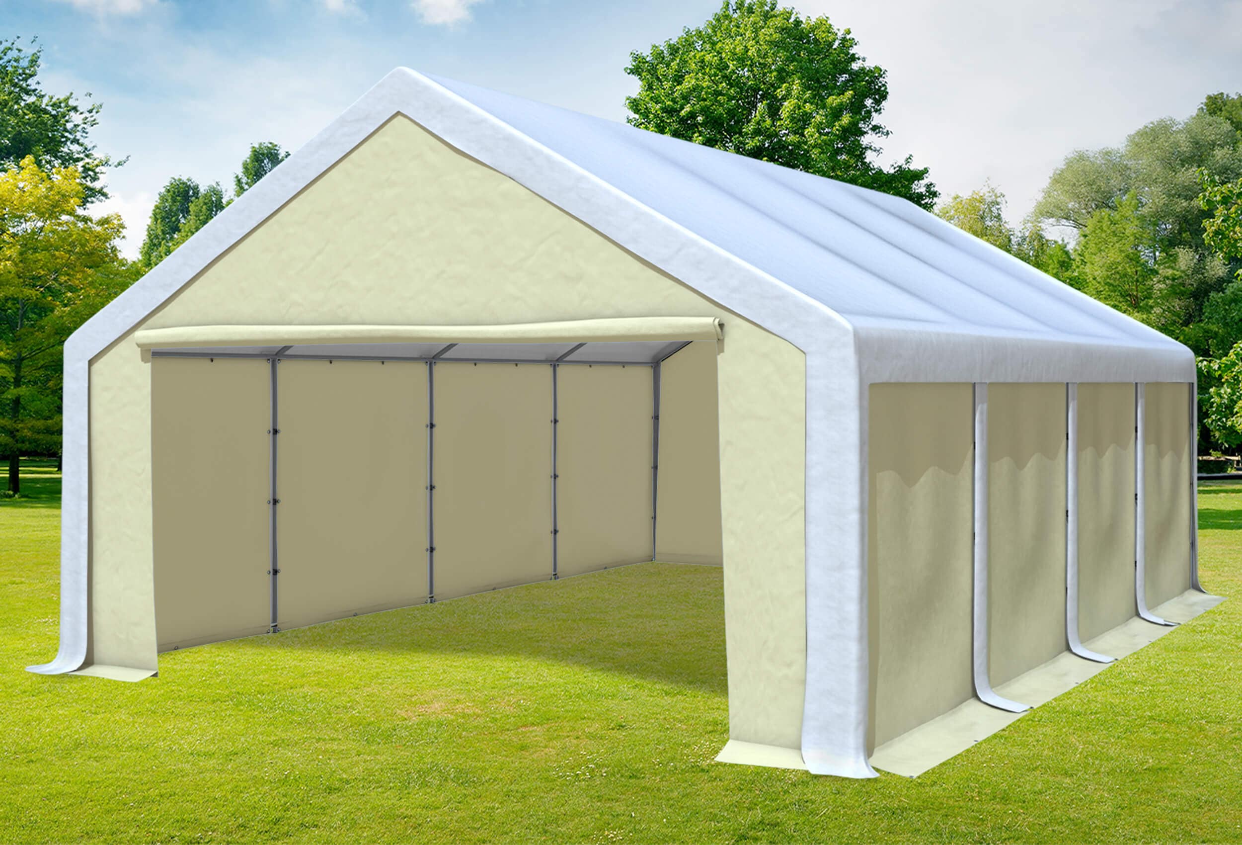 5x8 m Party tent / Marquee, PVC White Beige