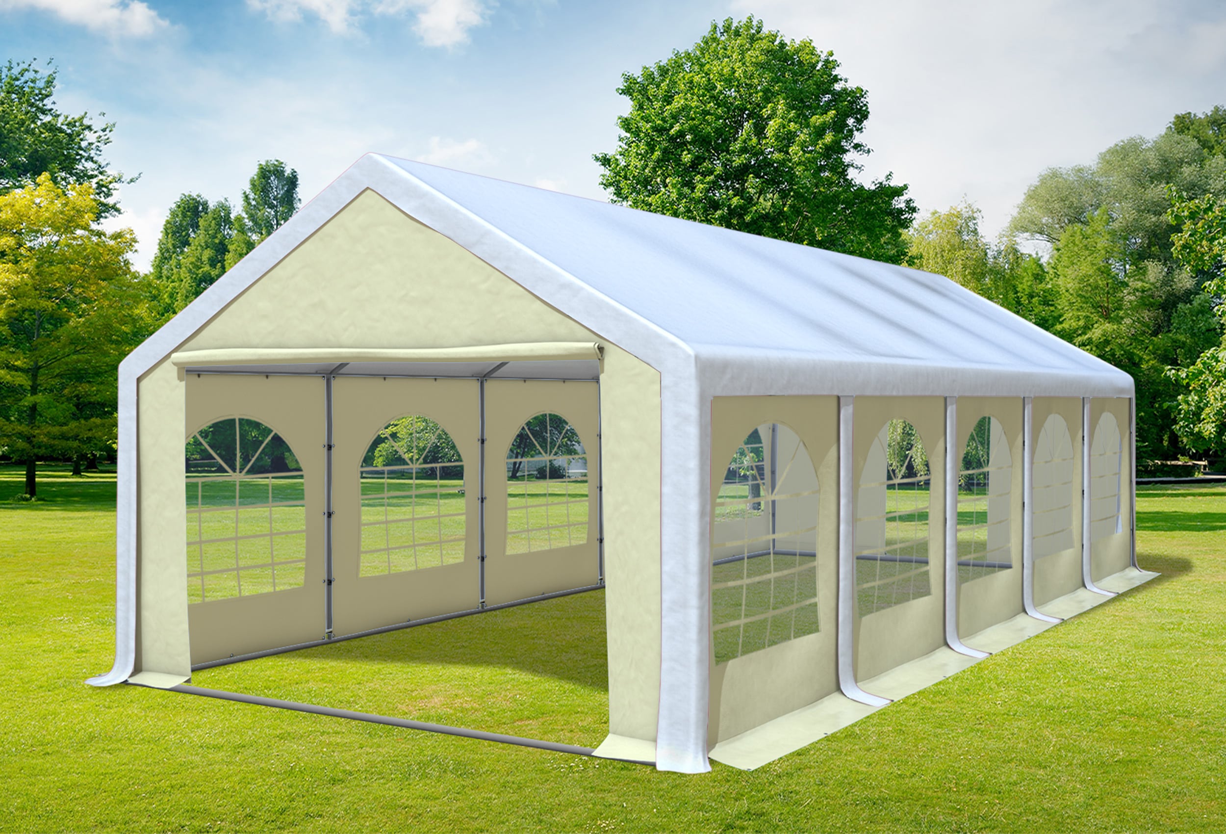 4x12 m Party tent / Marquee, PVC White Beige