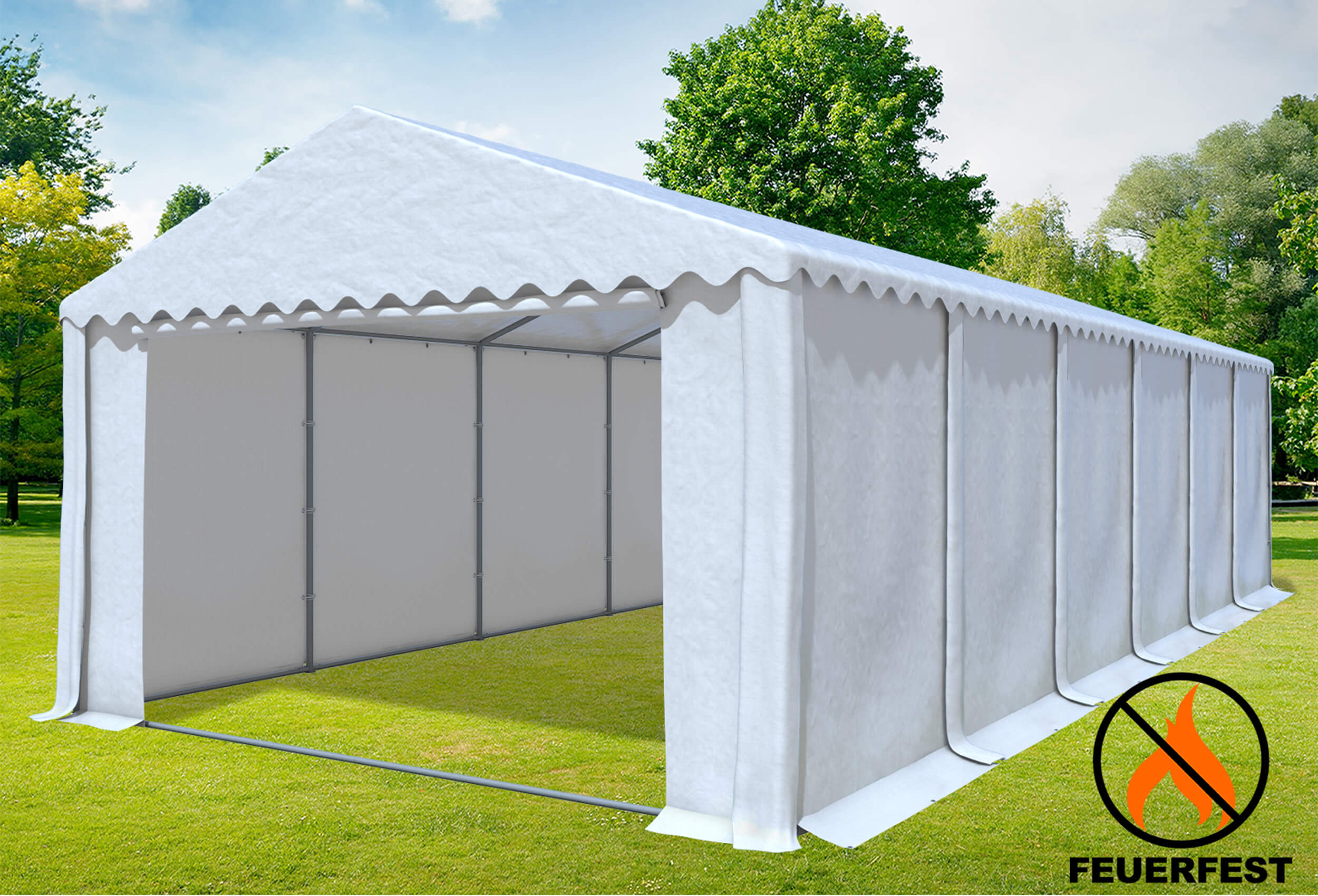 5x12 m Party tent / Marquee, 2.60 m side height PVC fireproof White