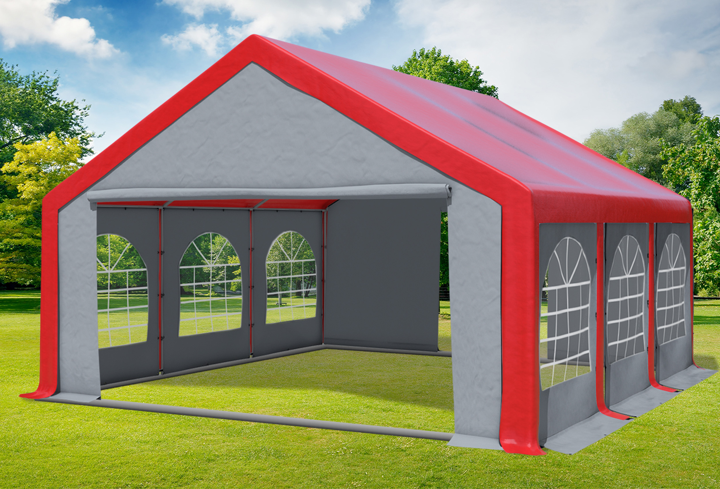 5x6 m Party tent / Marquee, PVC Red Grey