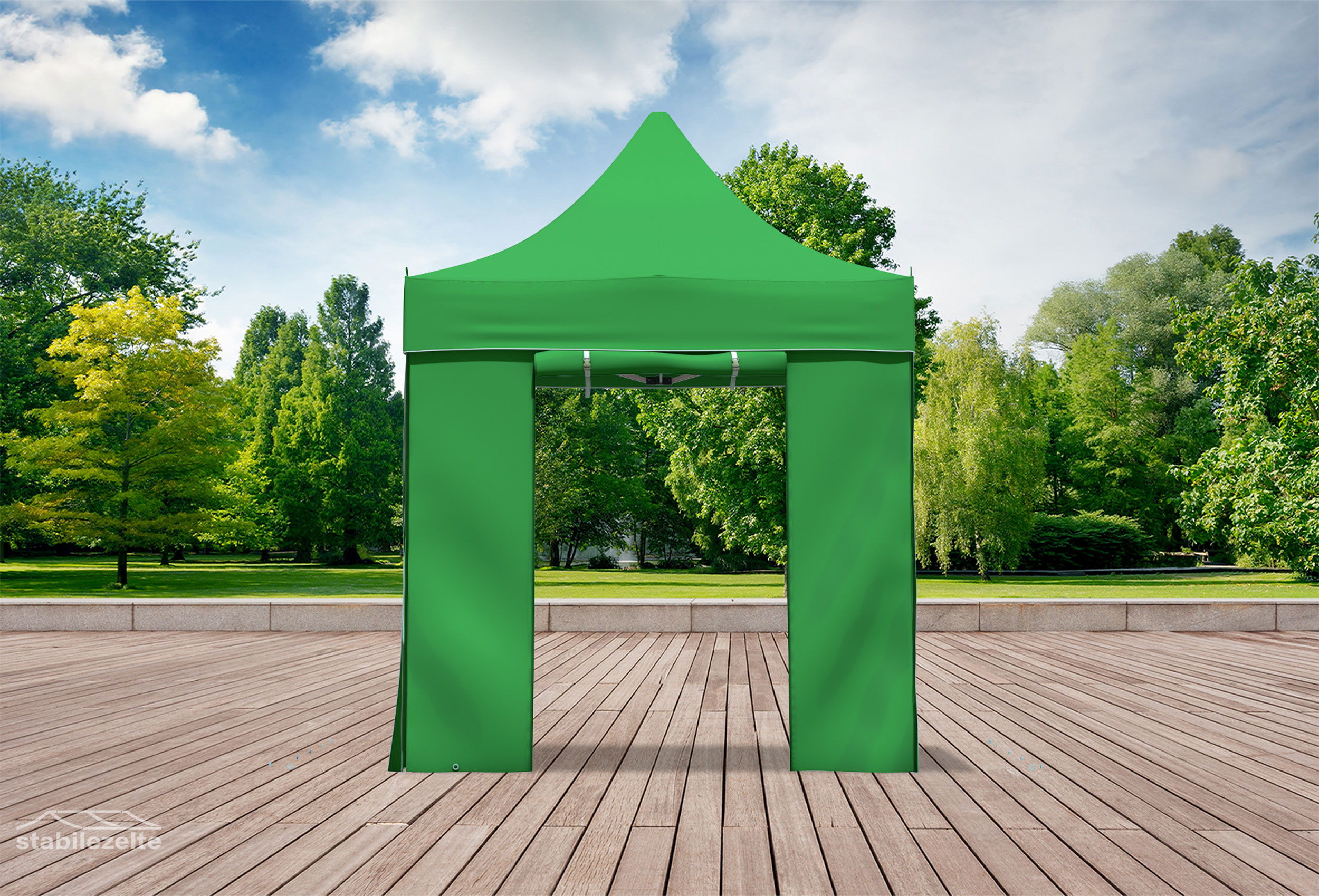 Folding tent side section with DOOR 2 metres Green