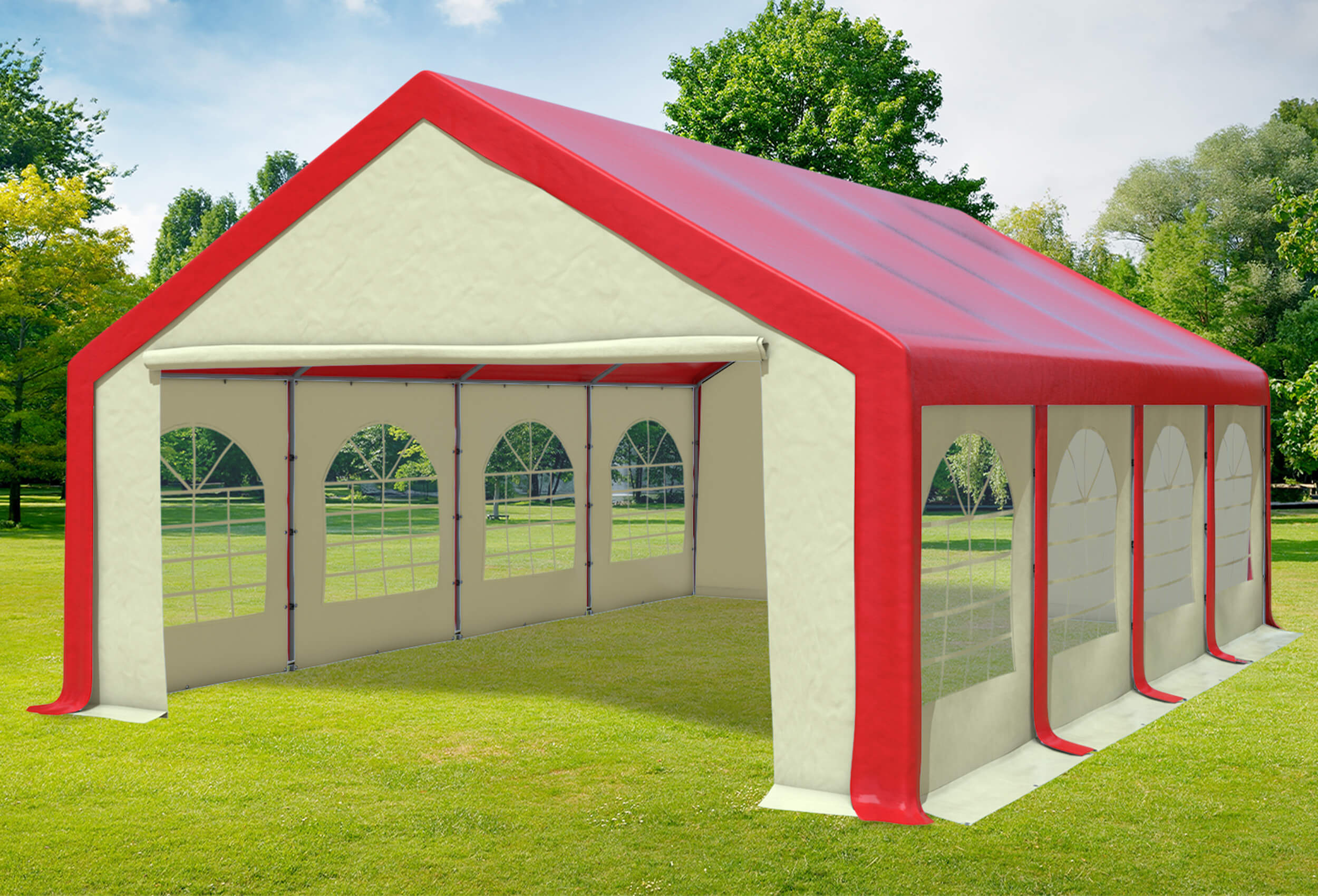 5x8 m Party tent / Marquee, PVC Red Beige