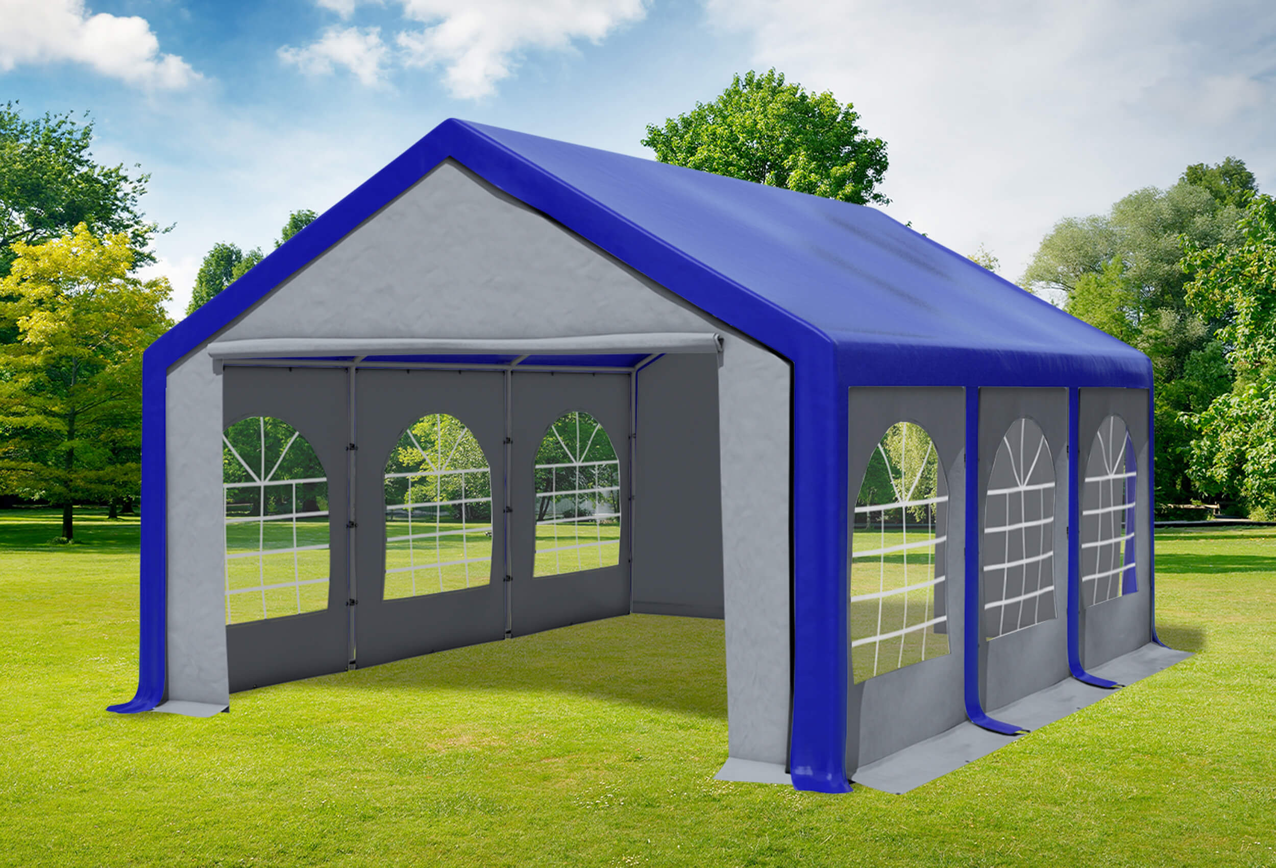 4x6 m Party tent / Marquee, PVC Blue Grey
