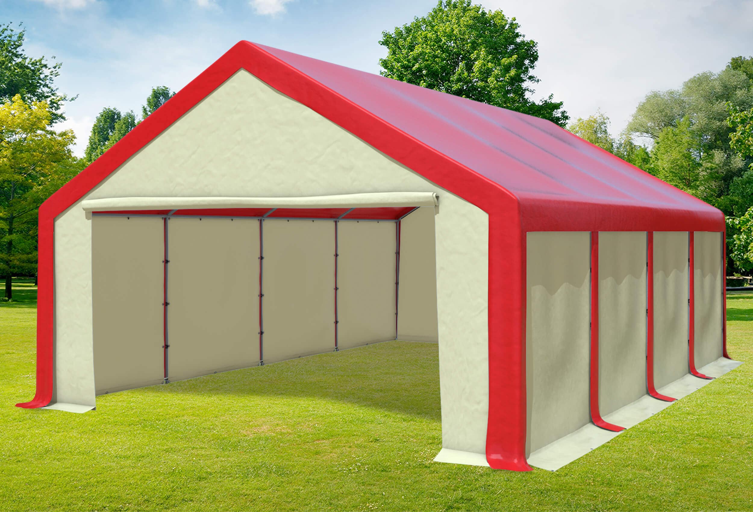 5x8 m Party tent / Marquee, PVC Red Beige