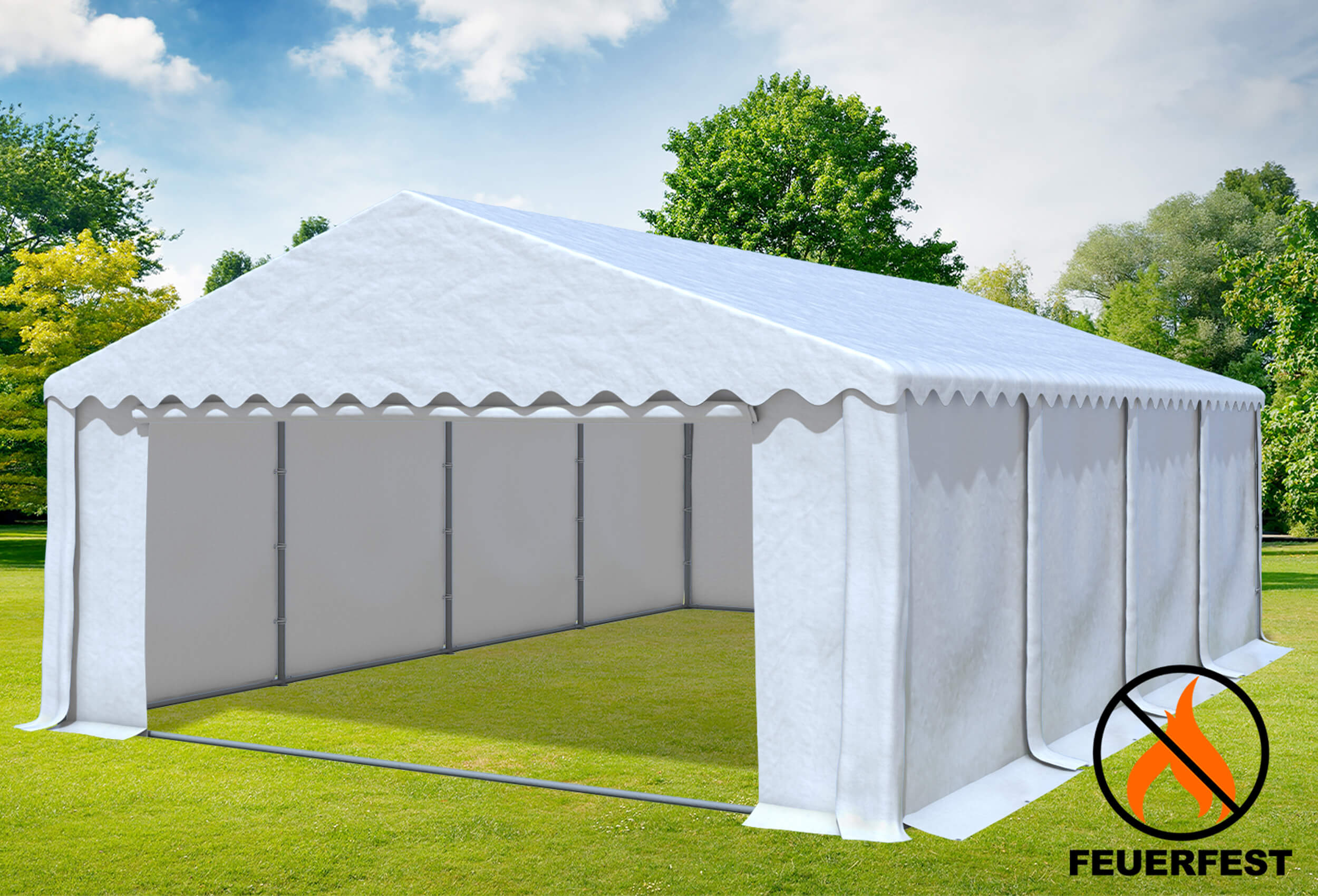 5x8 m Party tent / Marquee, PVC fireproof White
