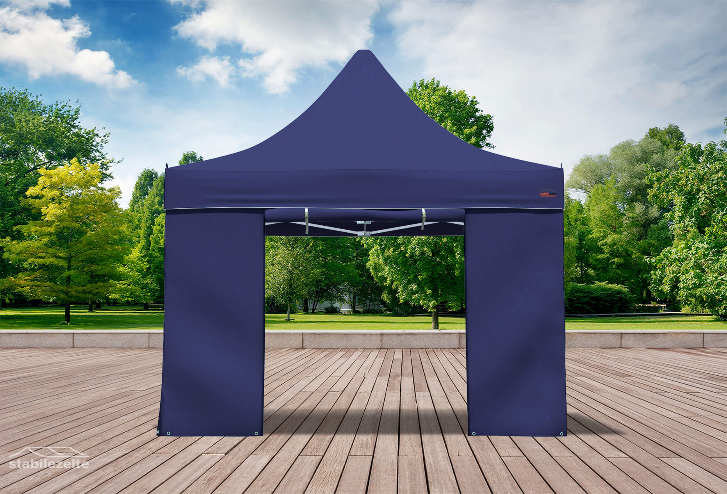 Folding tent side section with DOOR 3 metres BLUE