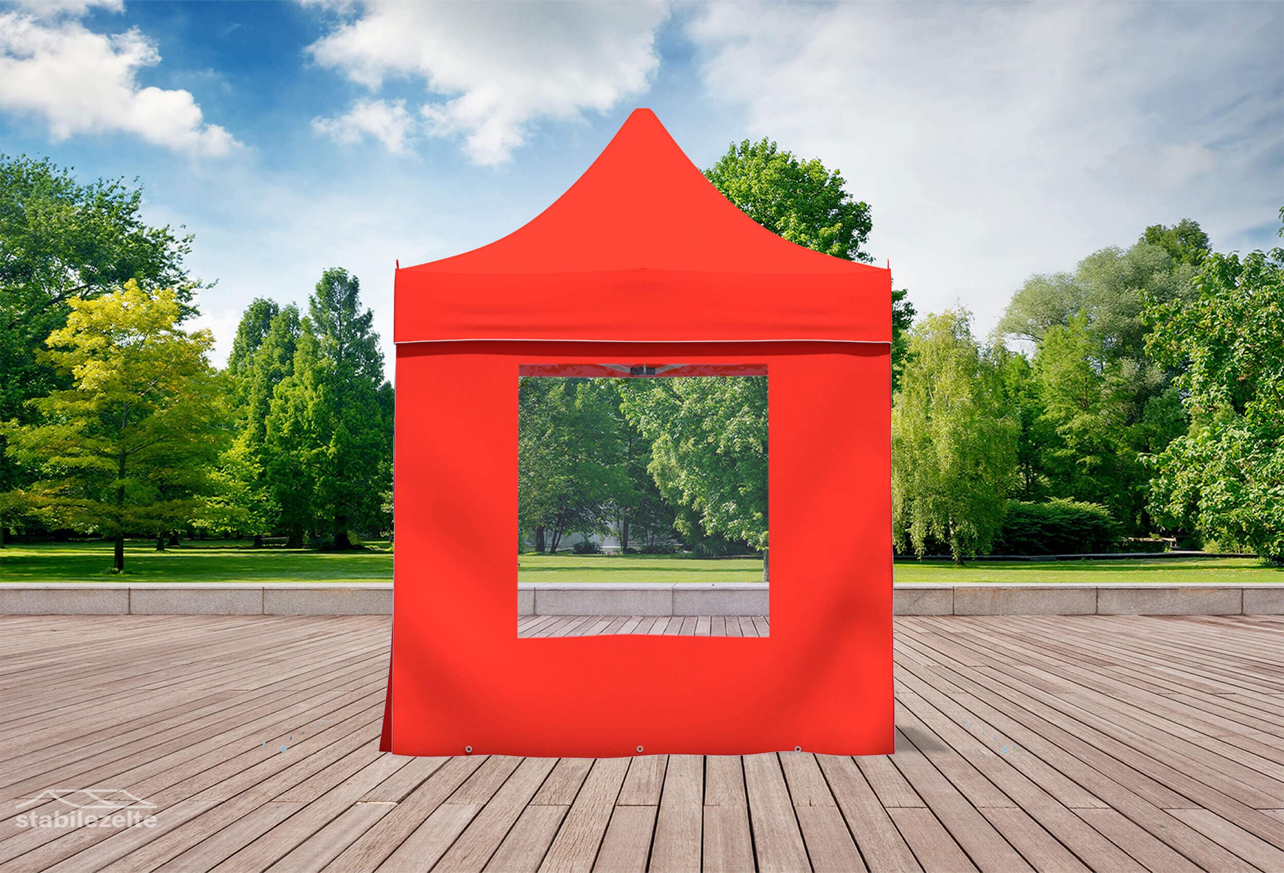 Folding tent side section with WINDOW 2 metres RED