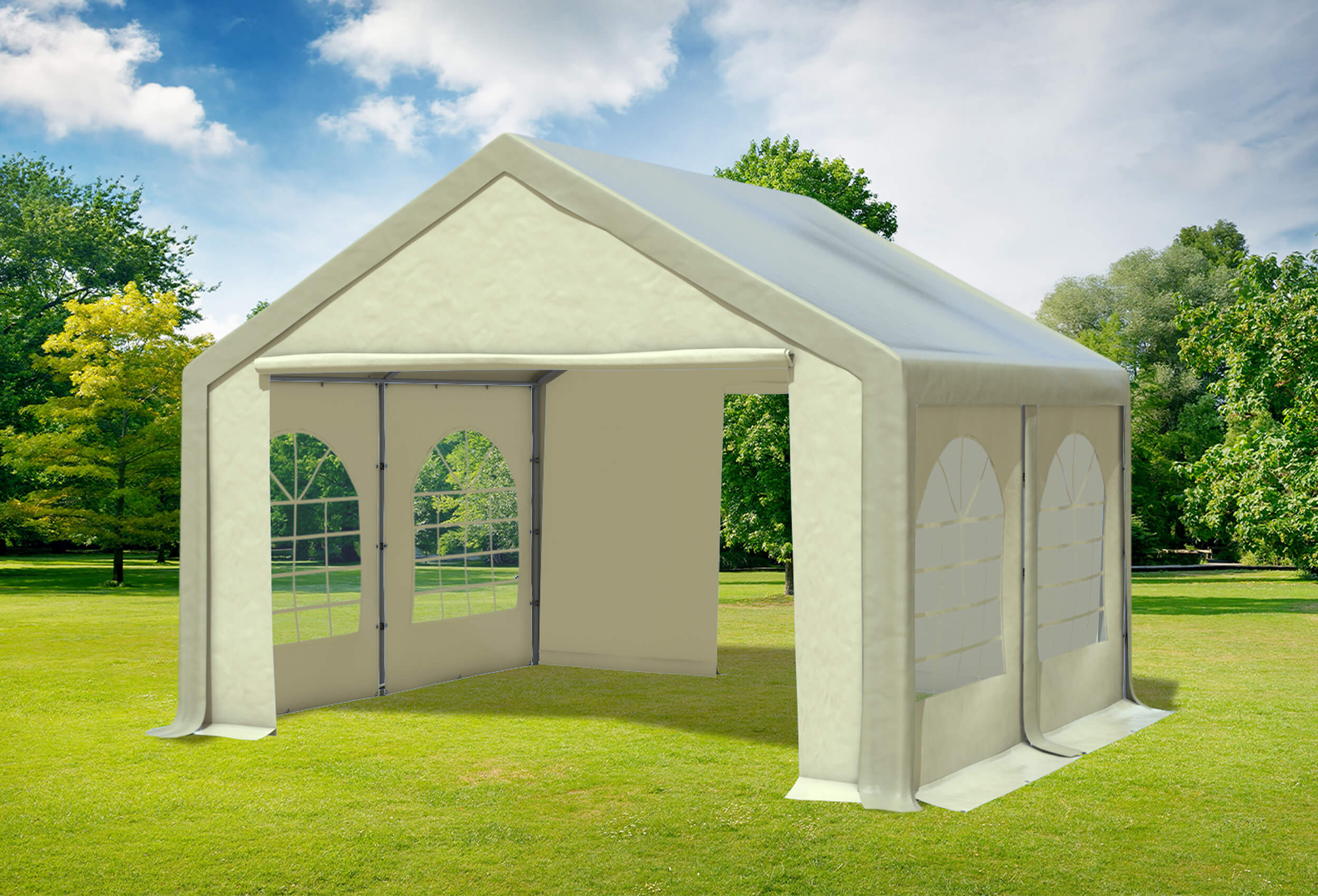 4x4 m Party tent / Marquee, PVC Brown Beige