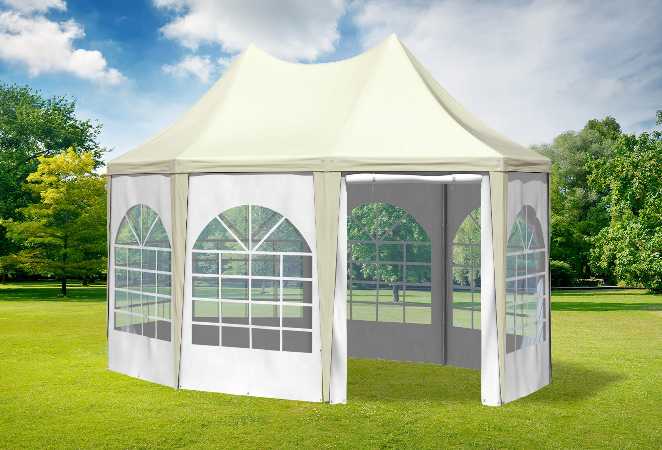 3x4.1 m Gazebo, PVC Arabica Beige White