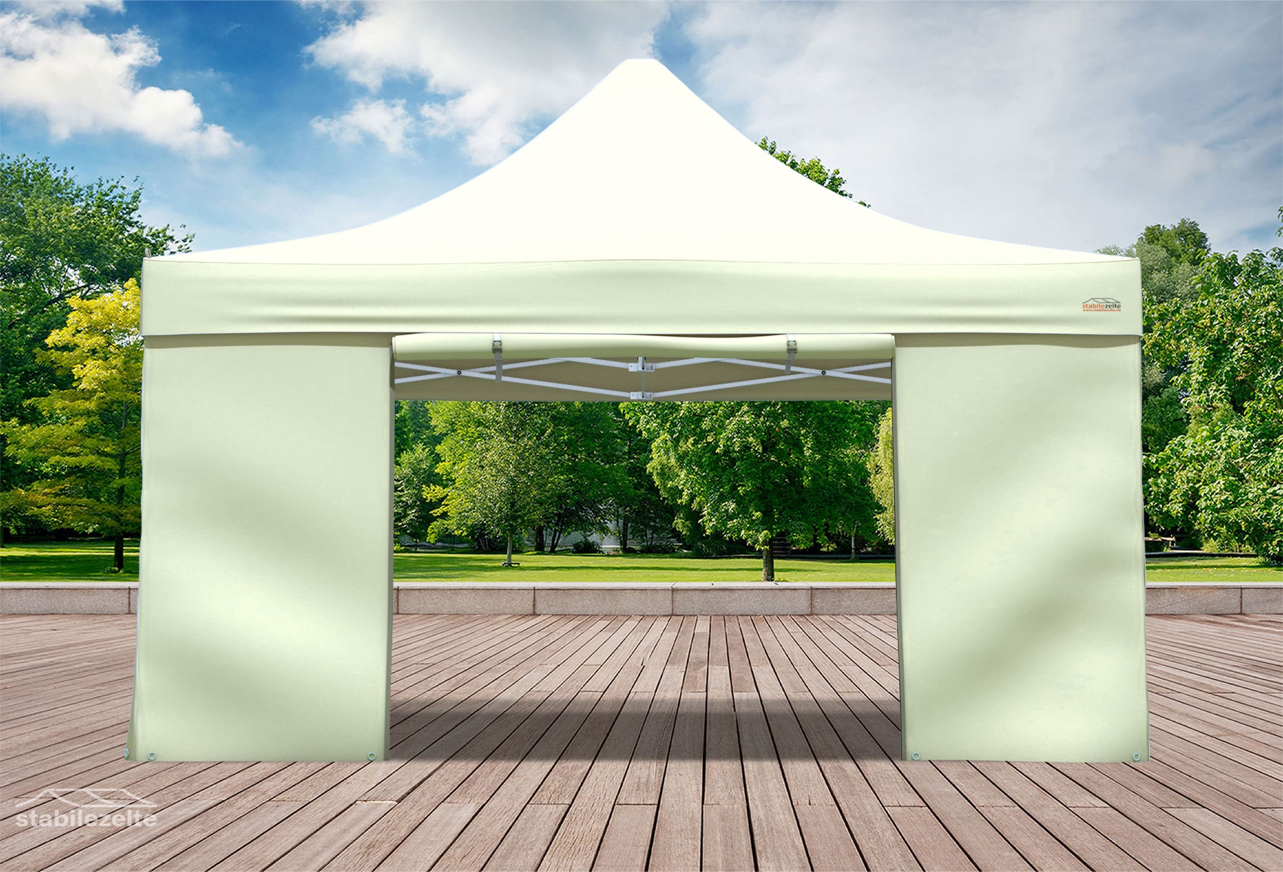 Folding tent side section with DOOR 4 metres BEIGE