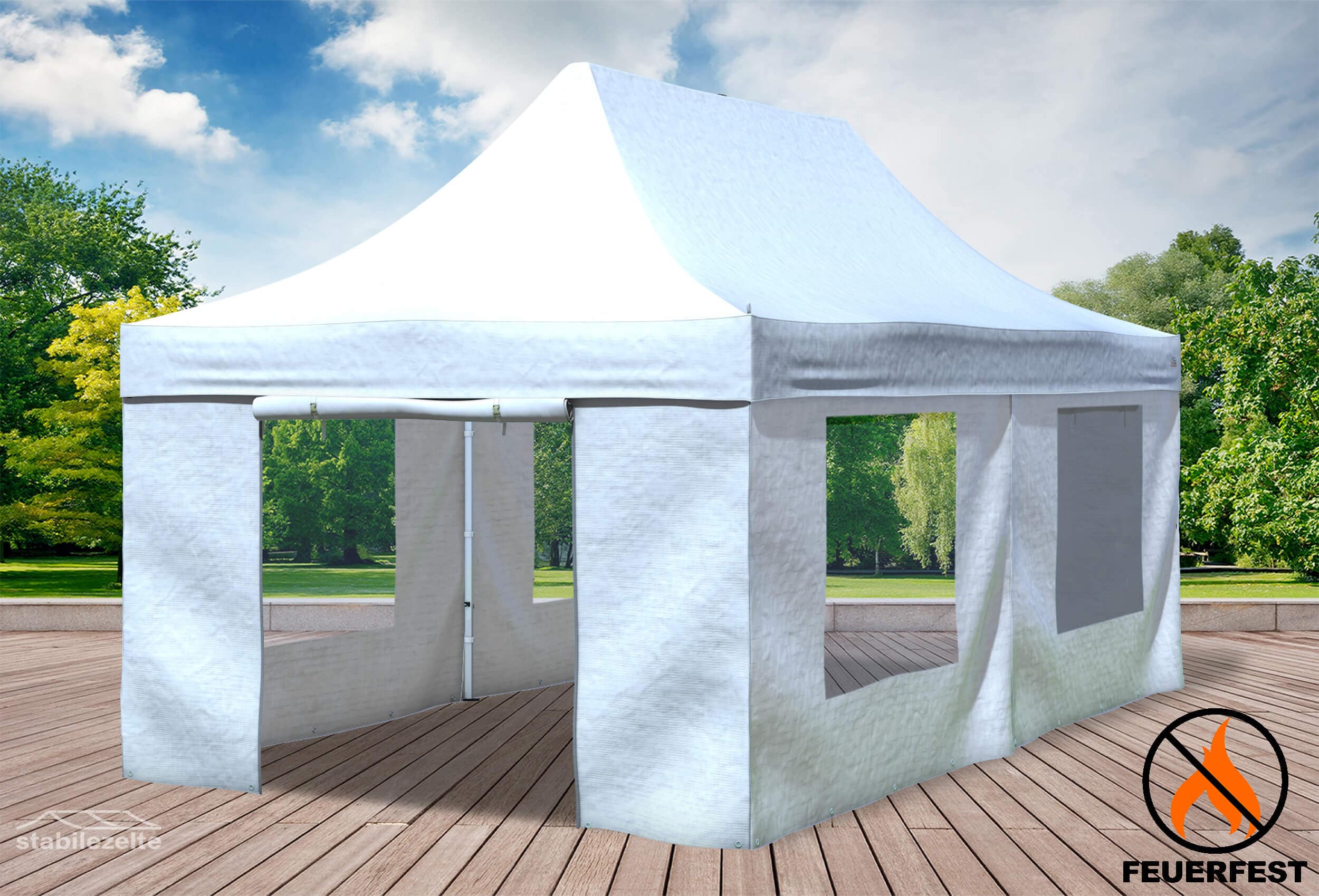 3x6 m Pop Up Gazebo, PVC fireproof White