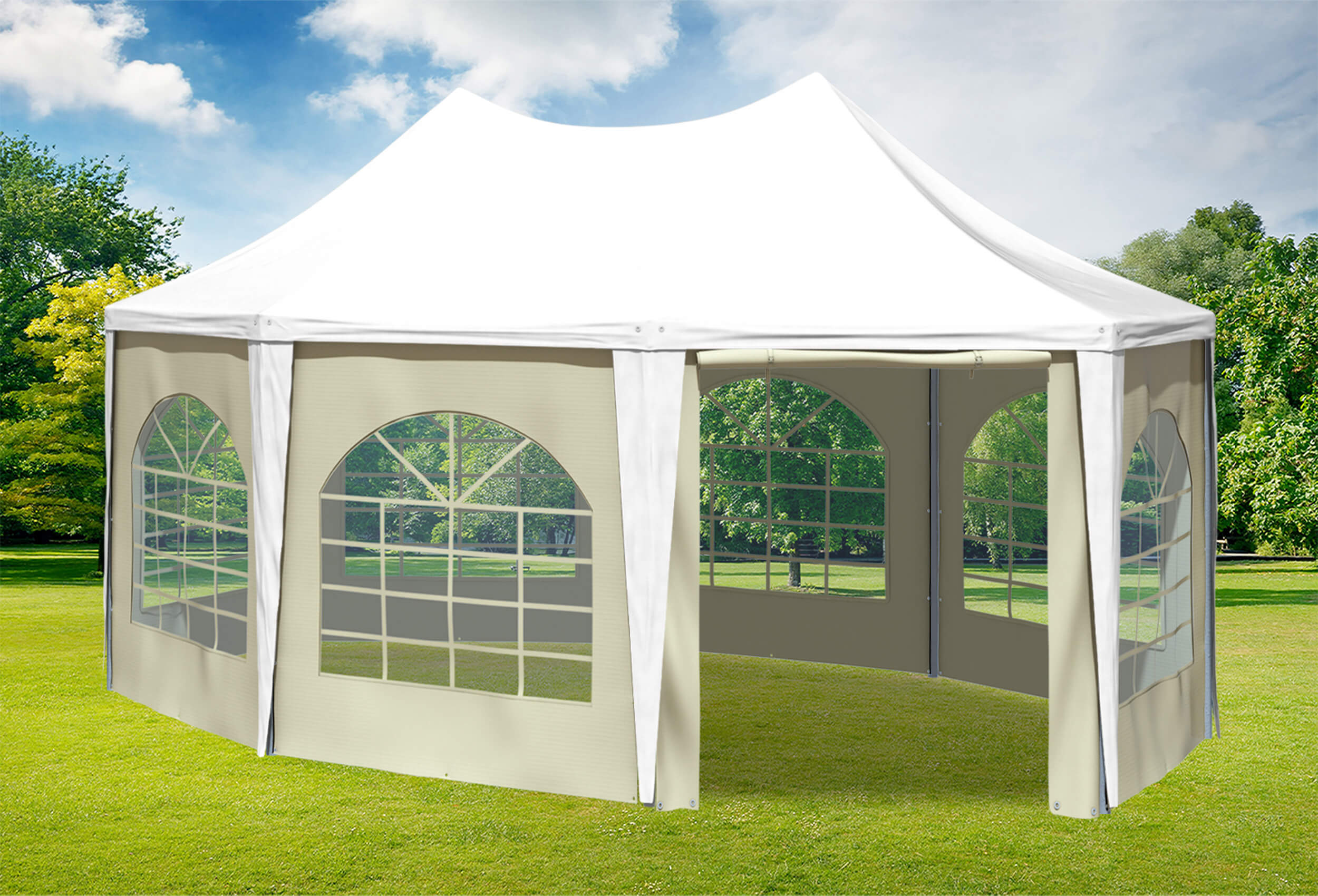 4x5.5 m Gazebo, PVC Arabica White Beige