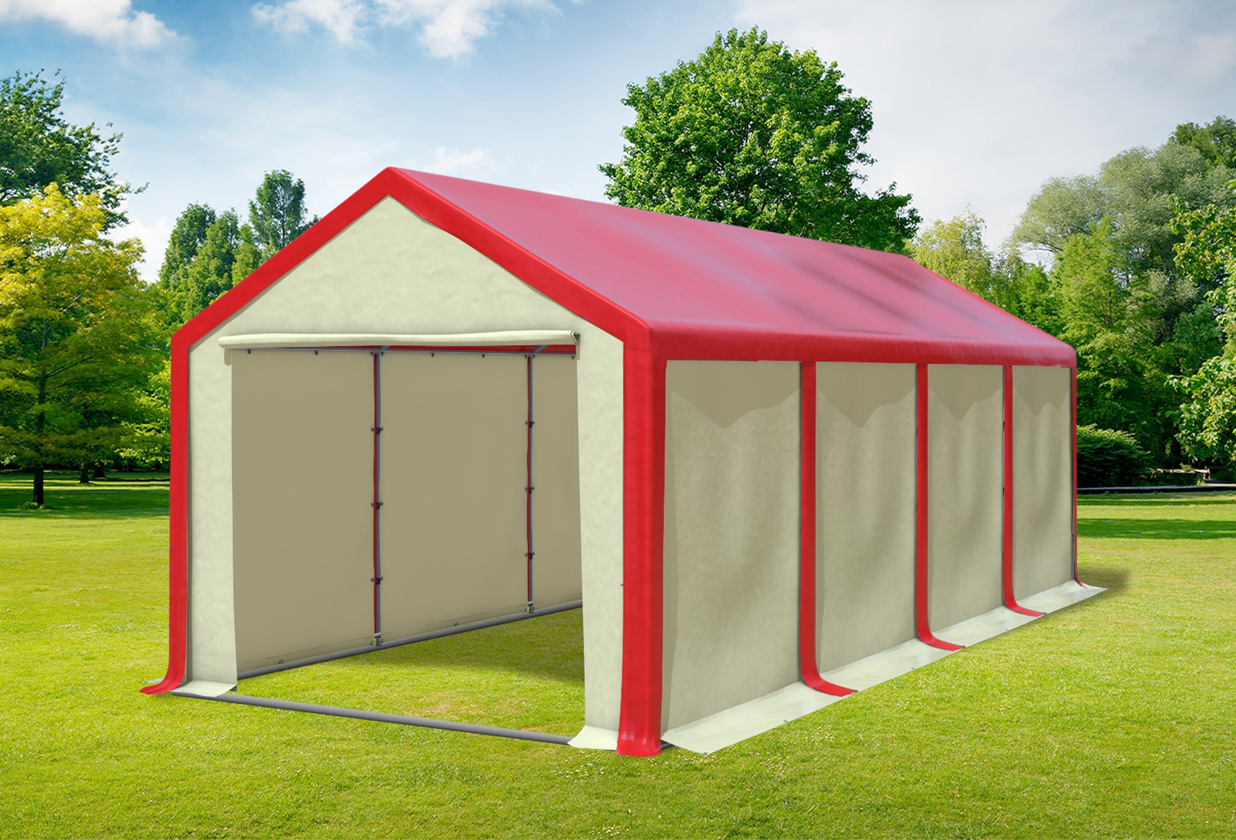 3x8 m Party tent / Marquee, PVC Red Beige