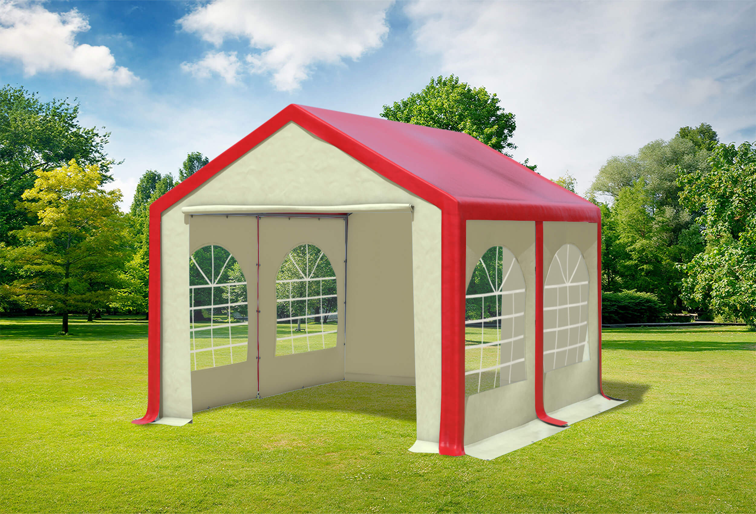3x4 m Party tent / Marquee, PVC Red Beige