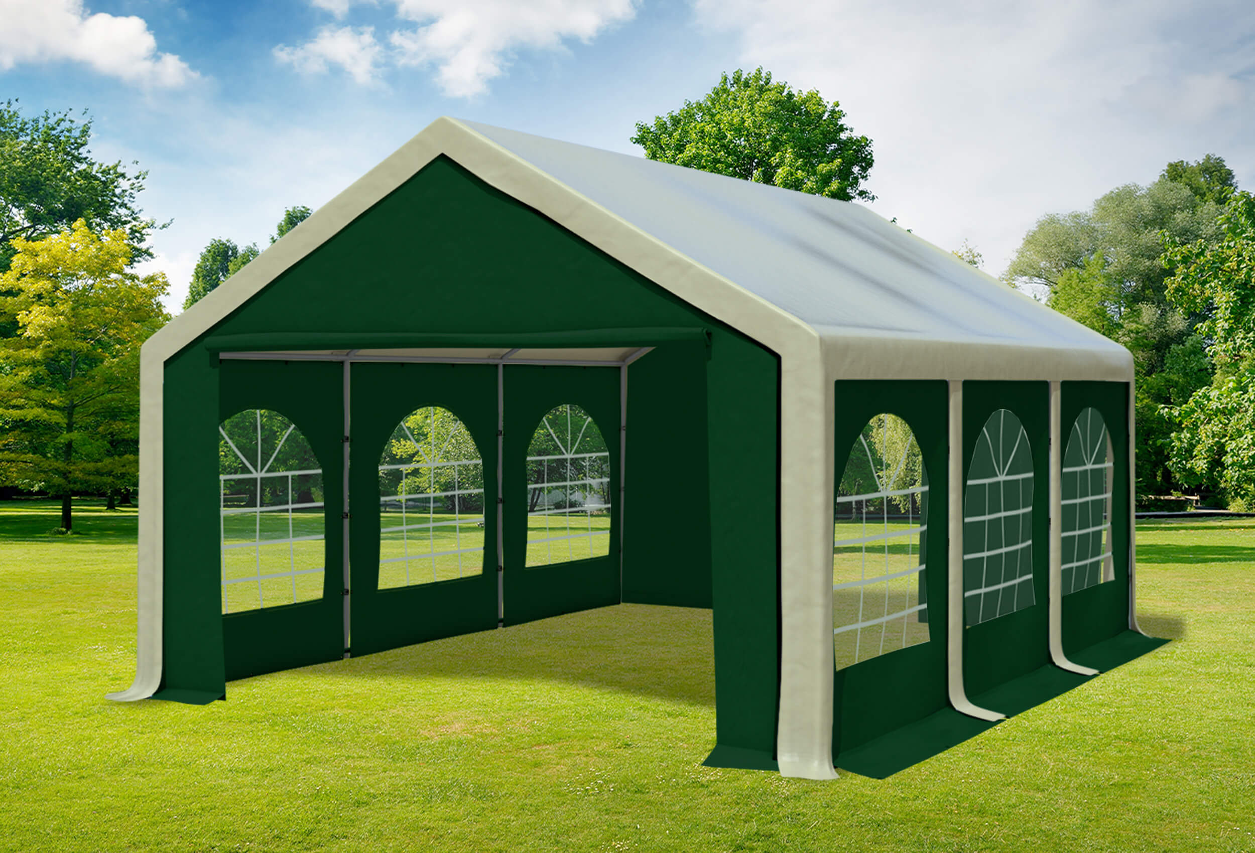 4x6 m Party tent / Marquee, PVC Brown Green