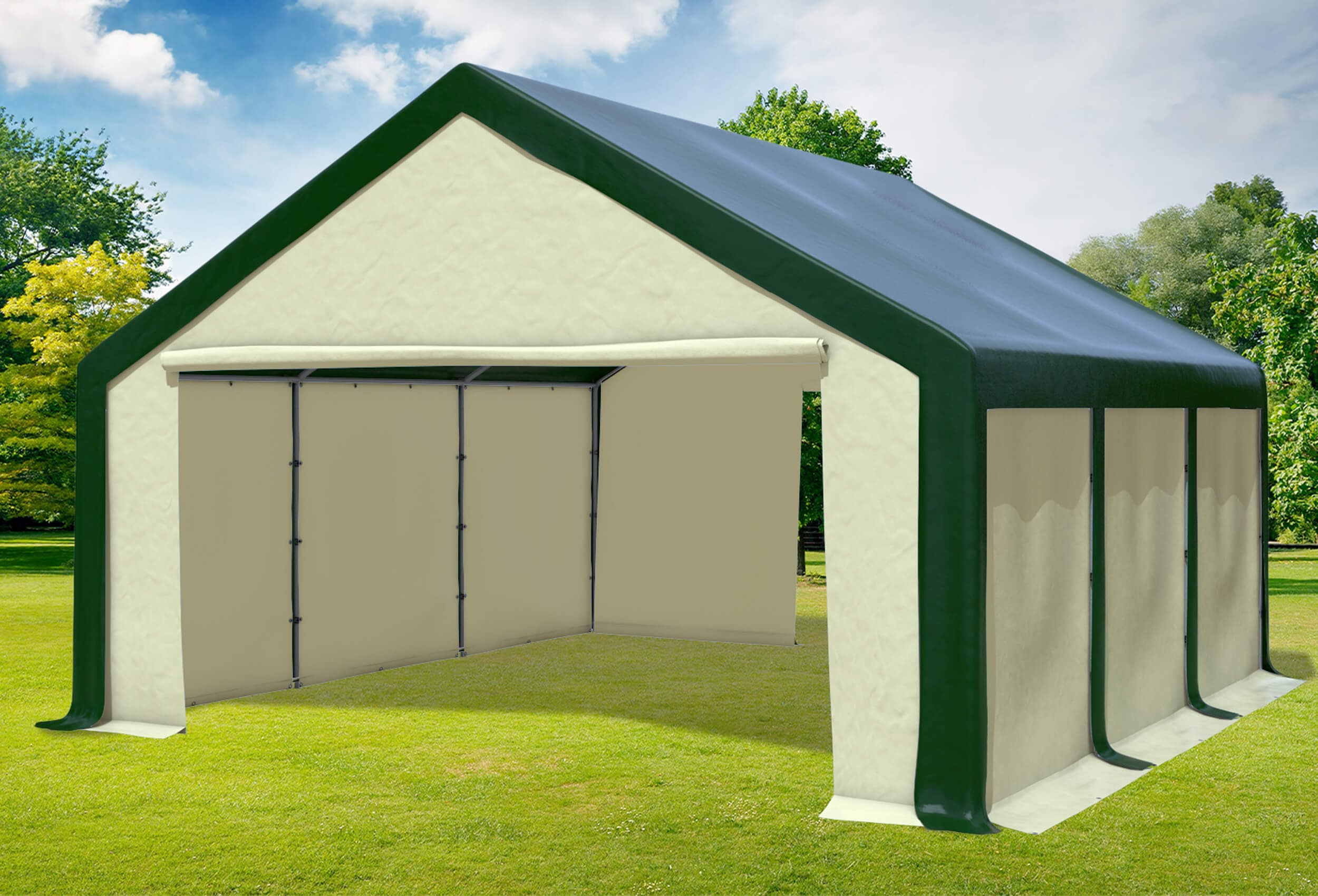 5x6 m Party tent / Marquee, PVC Green Beige