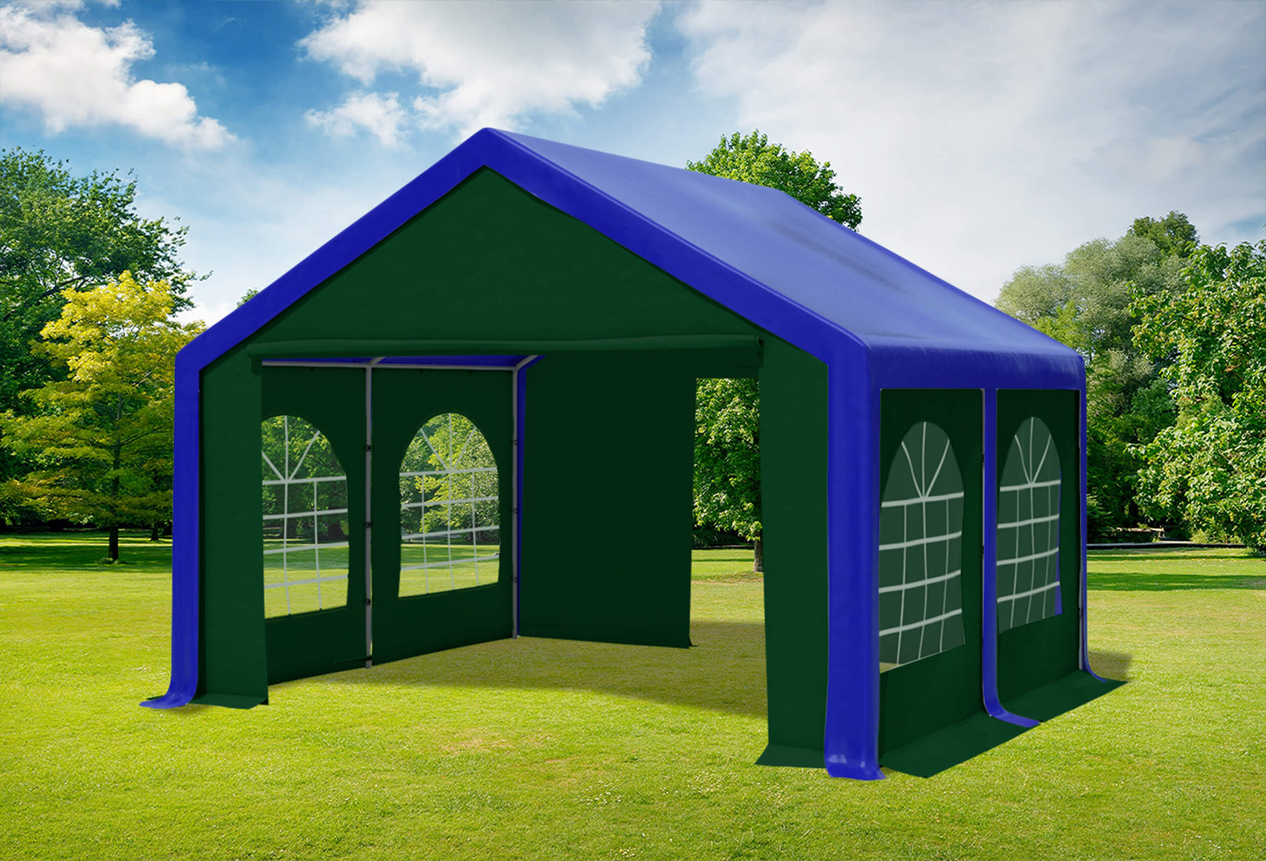 4x4 m Party tent / Marquee, PVC Blue Green