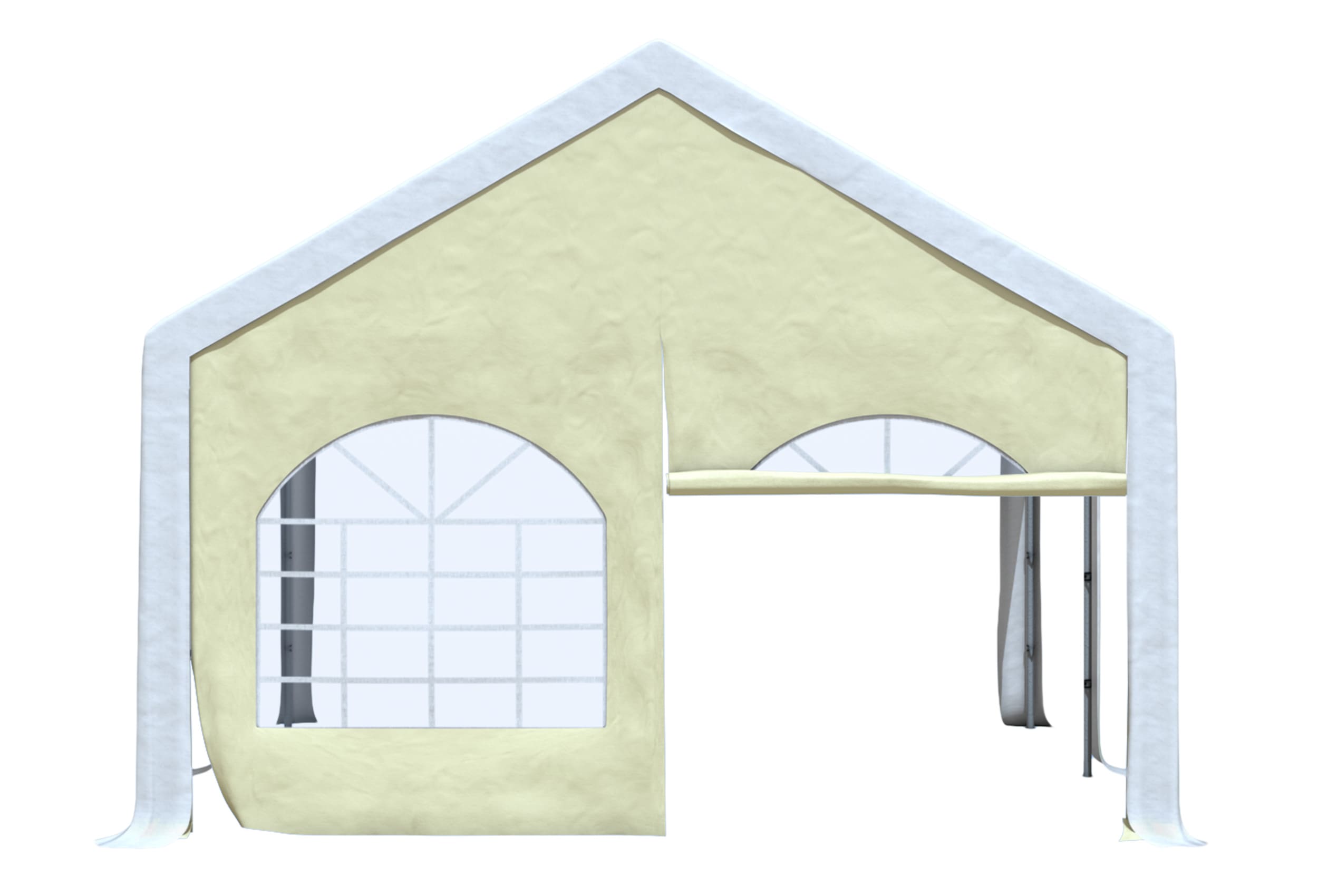 Modular Pro 4m PVC gable section with WINDOW & DOOR (single) BEIGE