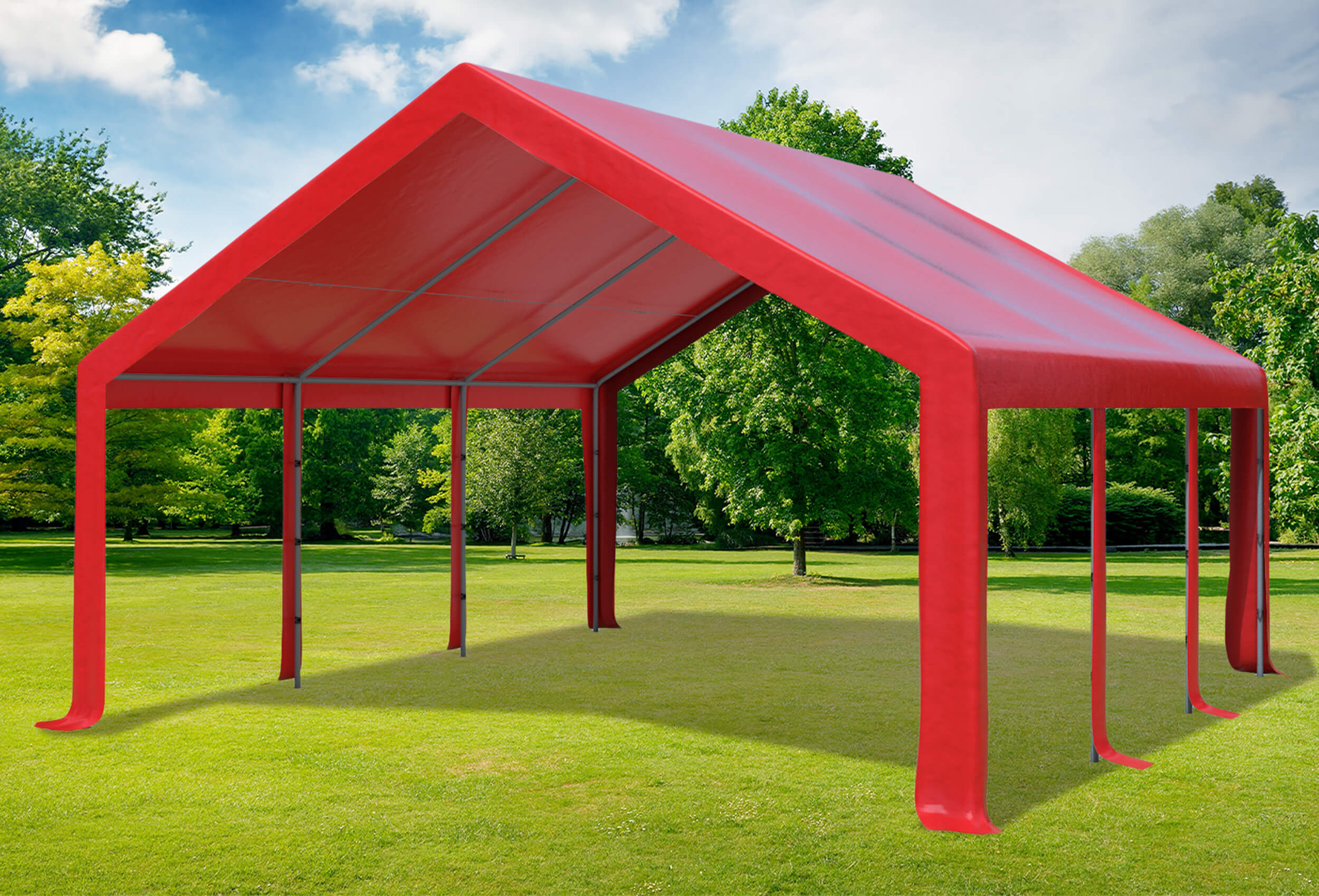 5x6 m PVC Roof Tarpaulin incl. Accessories Red