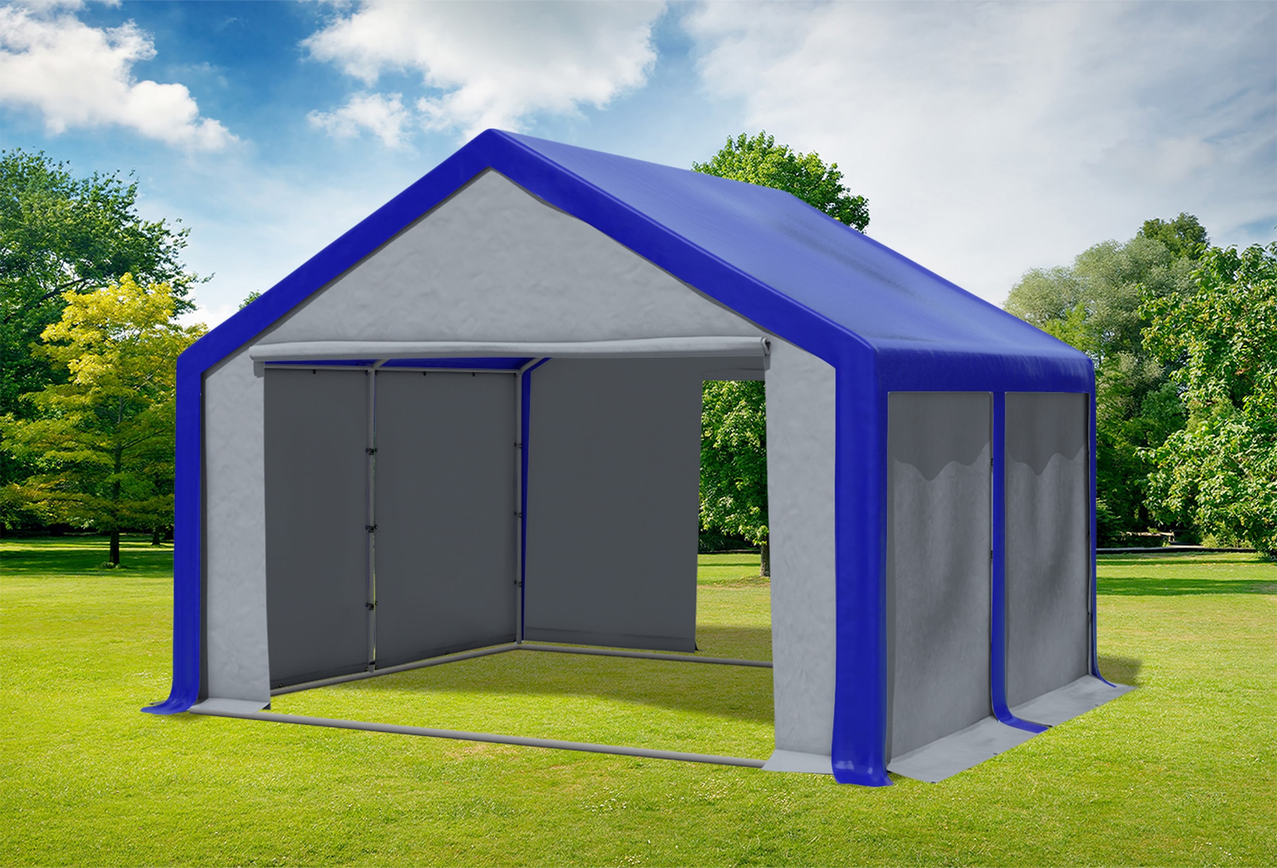 4x4 m Party tent / Marquee, PVC Blue Grey